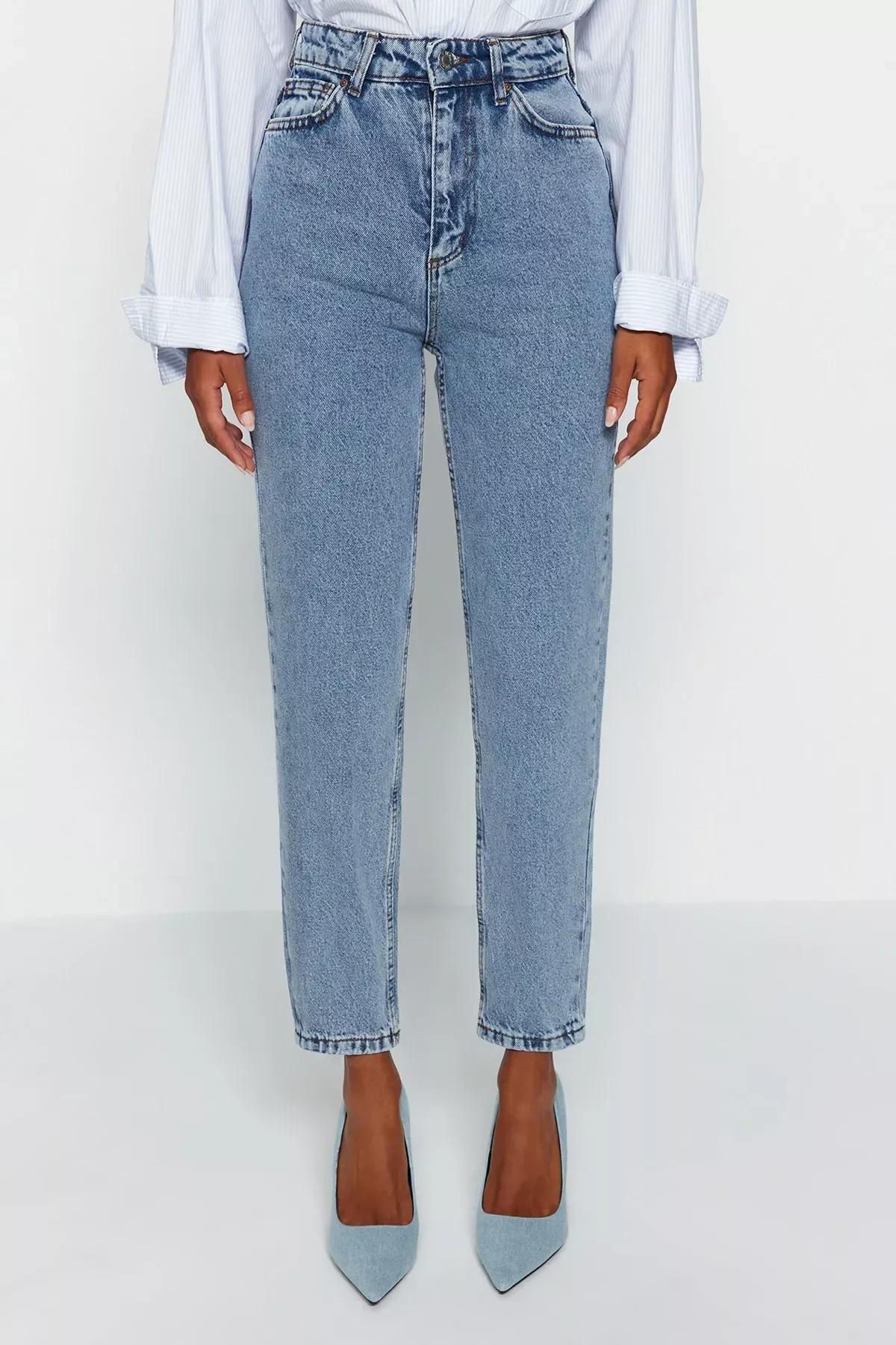 Blue Mom Jeans, Indigo, large image number 3