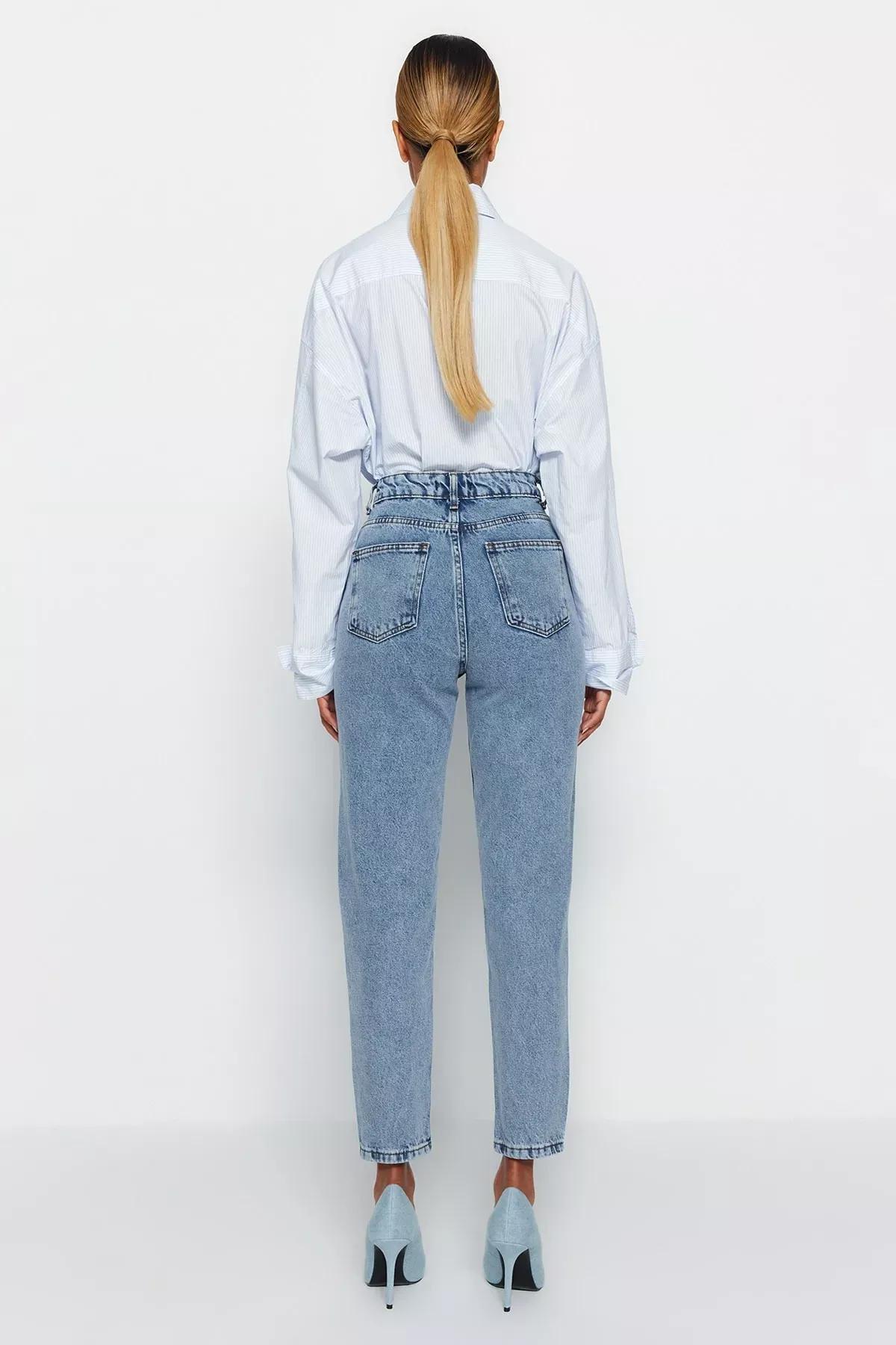 Blue Mom Jeans, Indigo, large image number 5