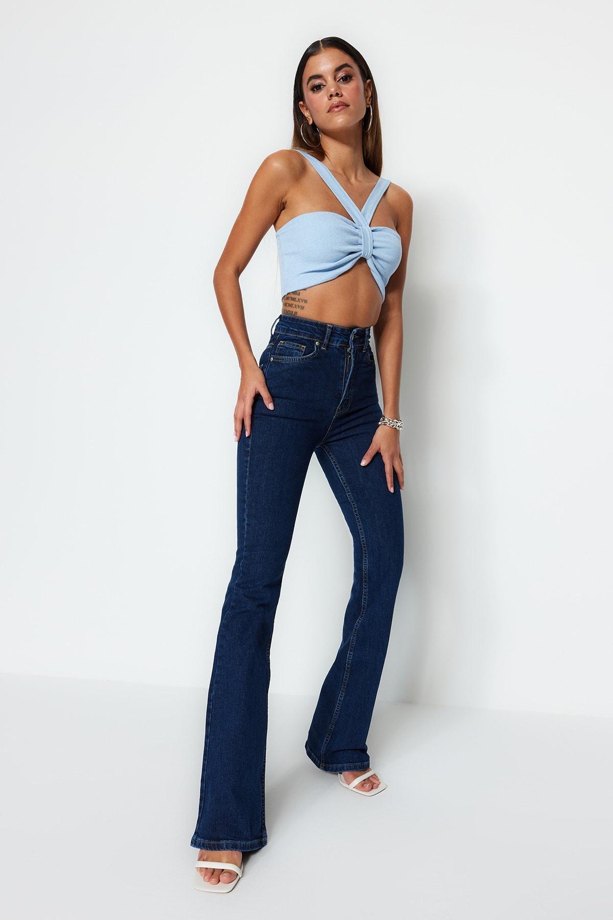 Blue Wide Leg Jeans, , large image number 0