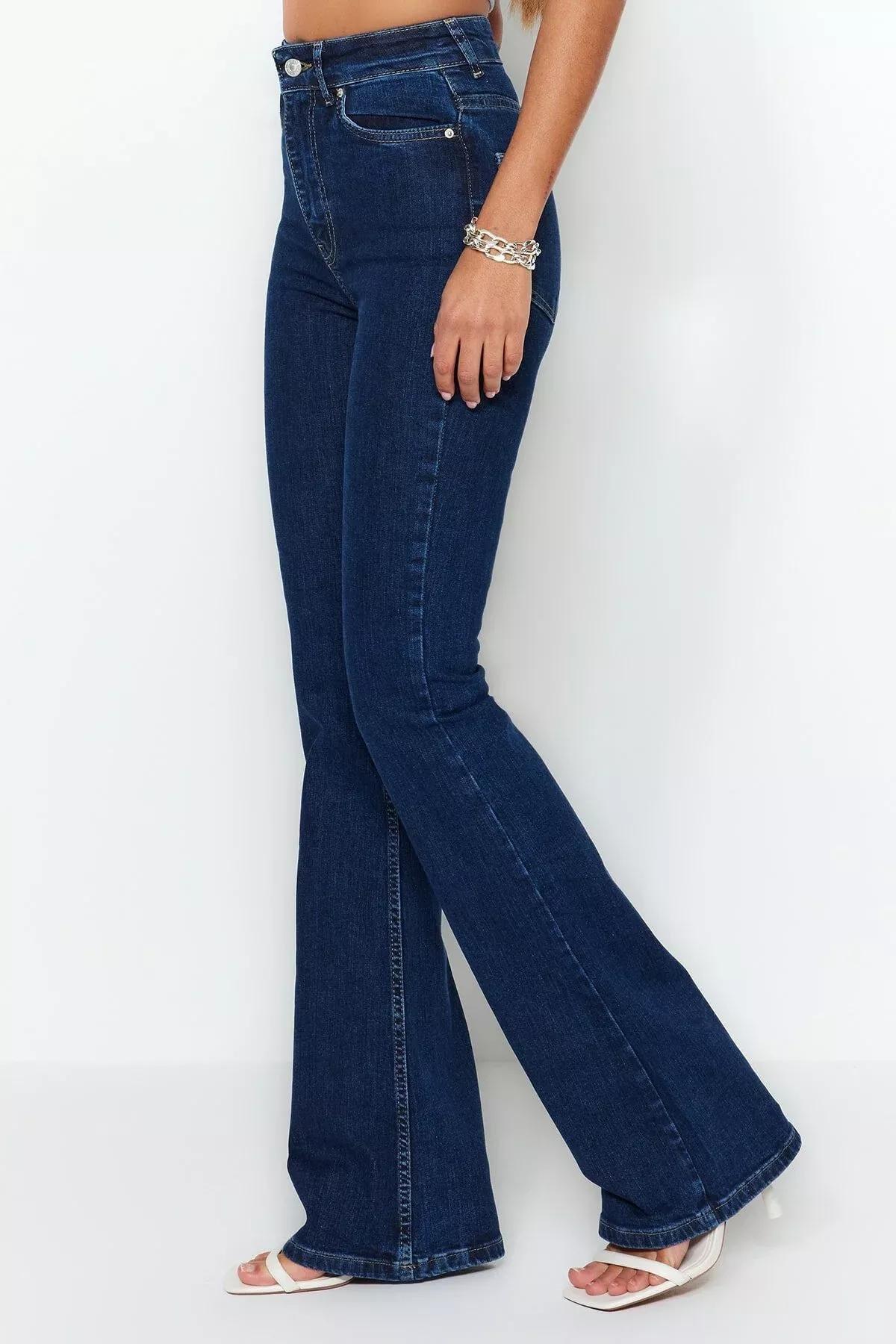 Blue Wide Leg Jeans, Blue, large image number 4
