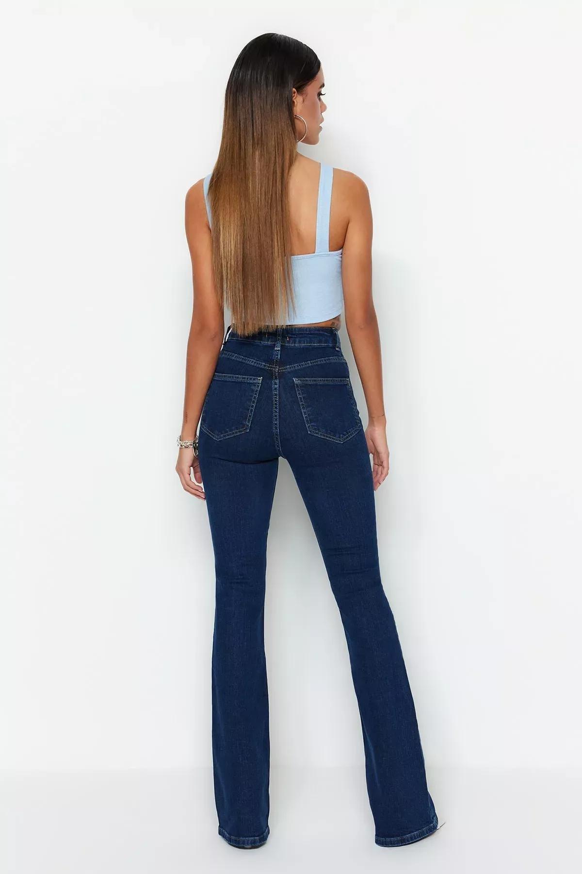 Blue Wide Leg Jeans, Blue, large image number 5
