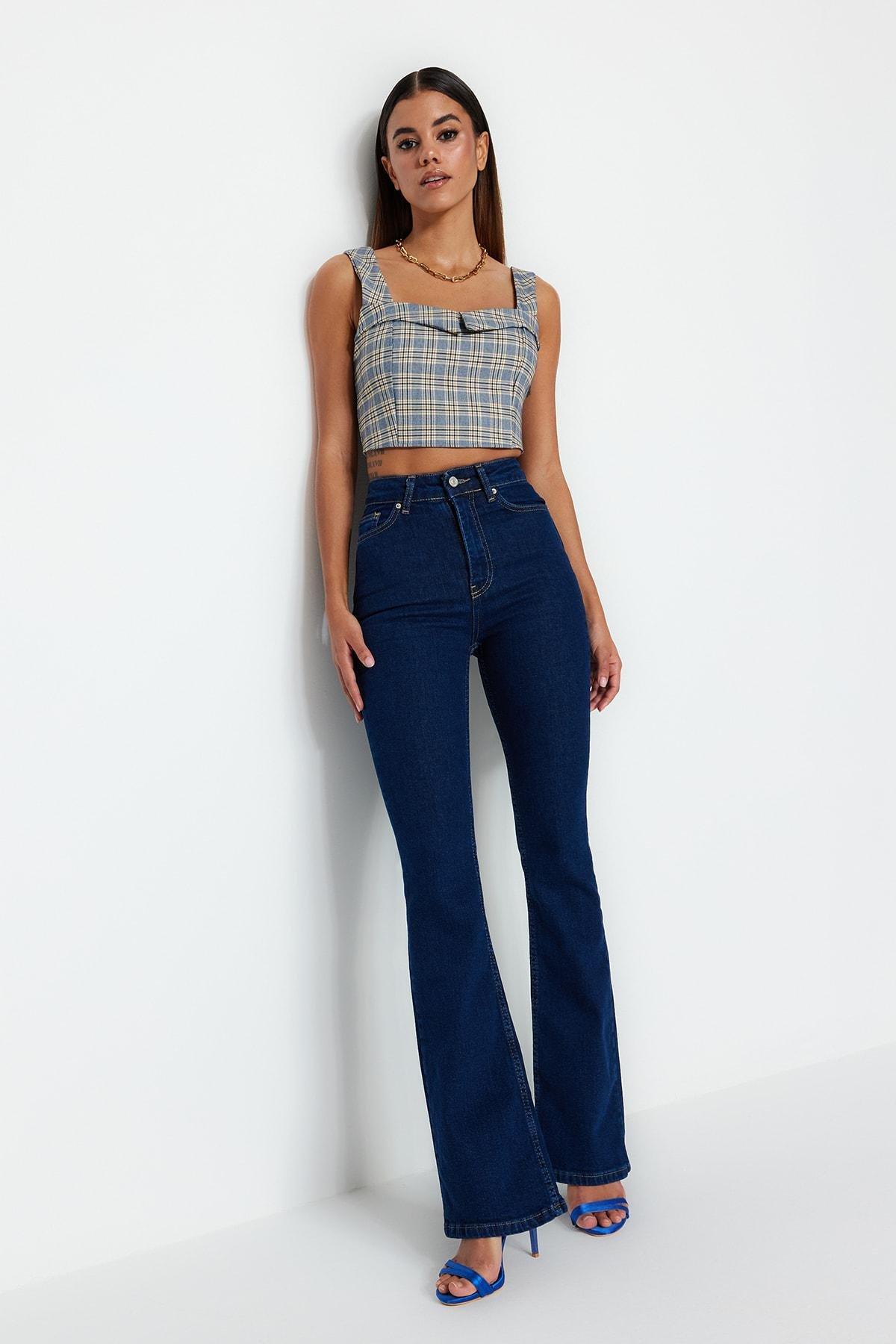 Navy Wide Leg Jeans, , large image number 1