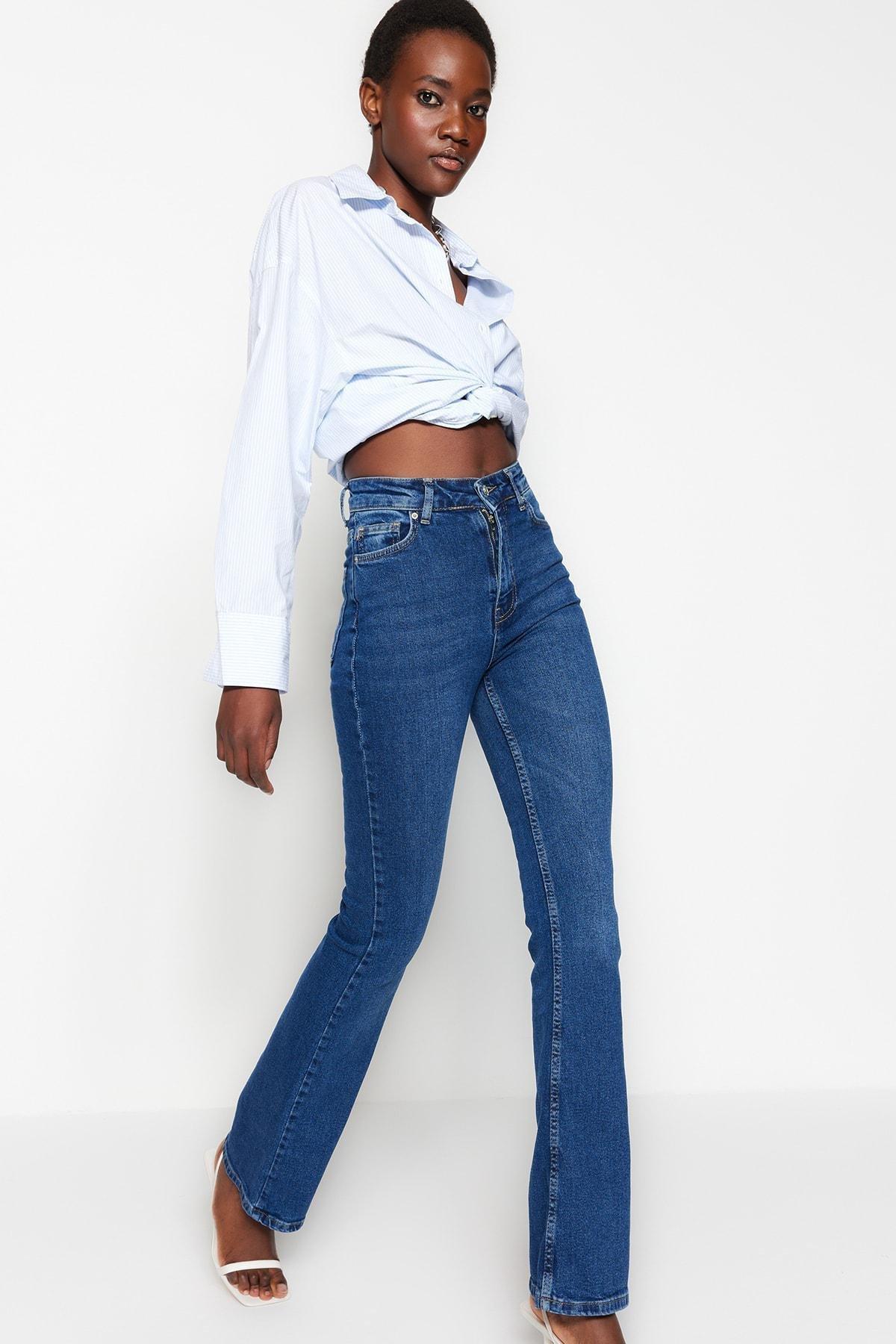 Black Mom Jeans, Blue, large image number 1