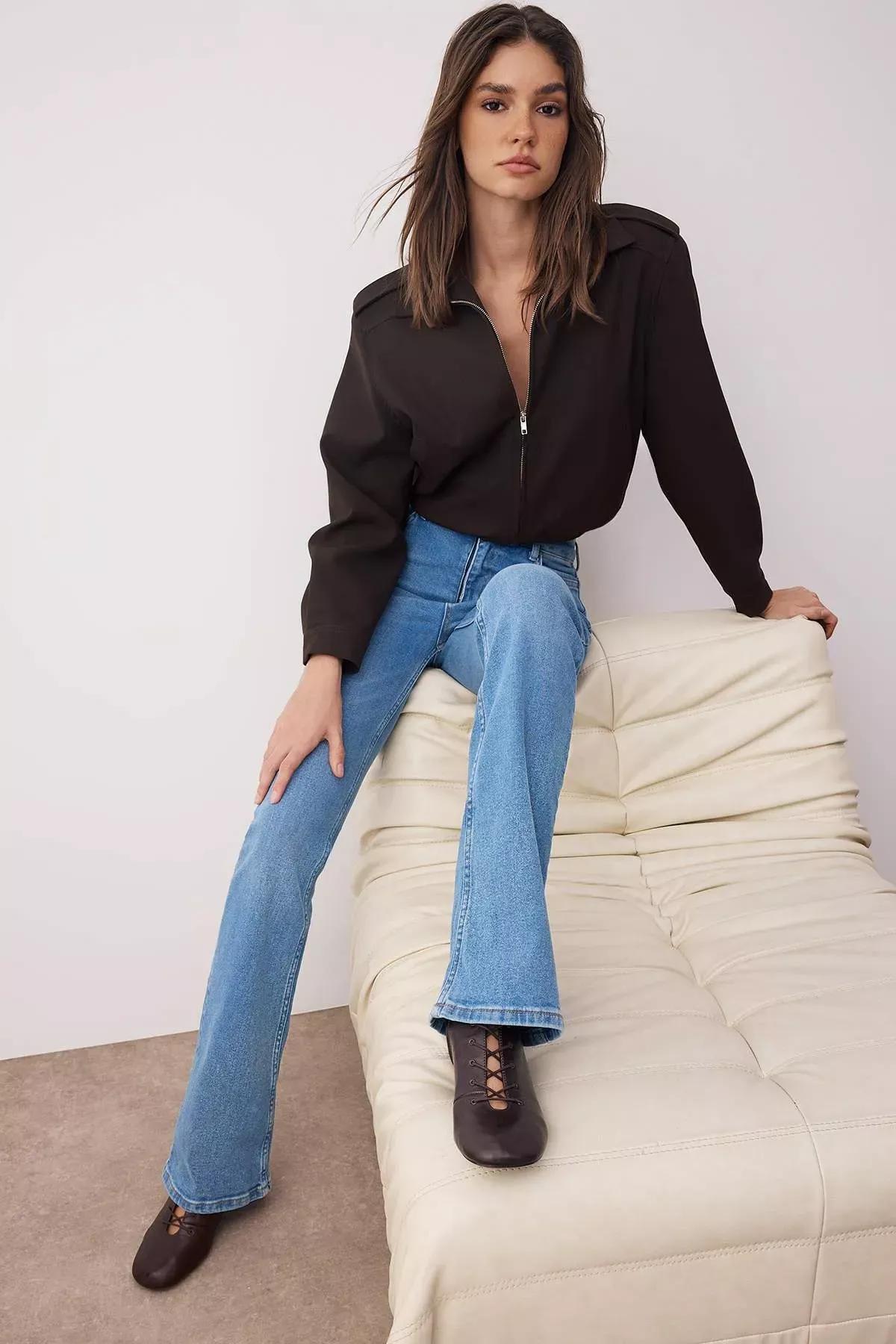 Black Mom Jeans, Blue, large image number 8