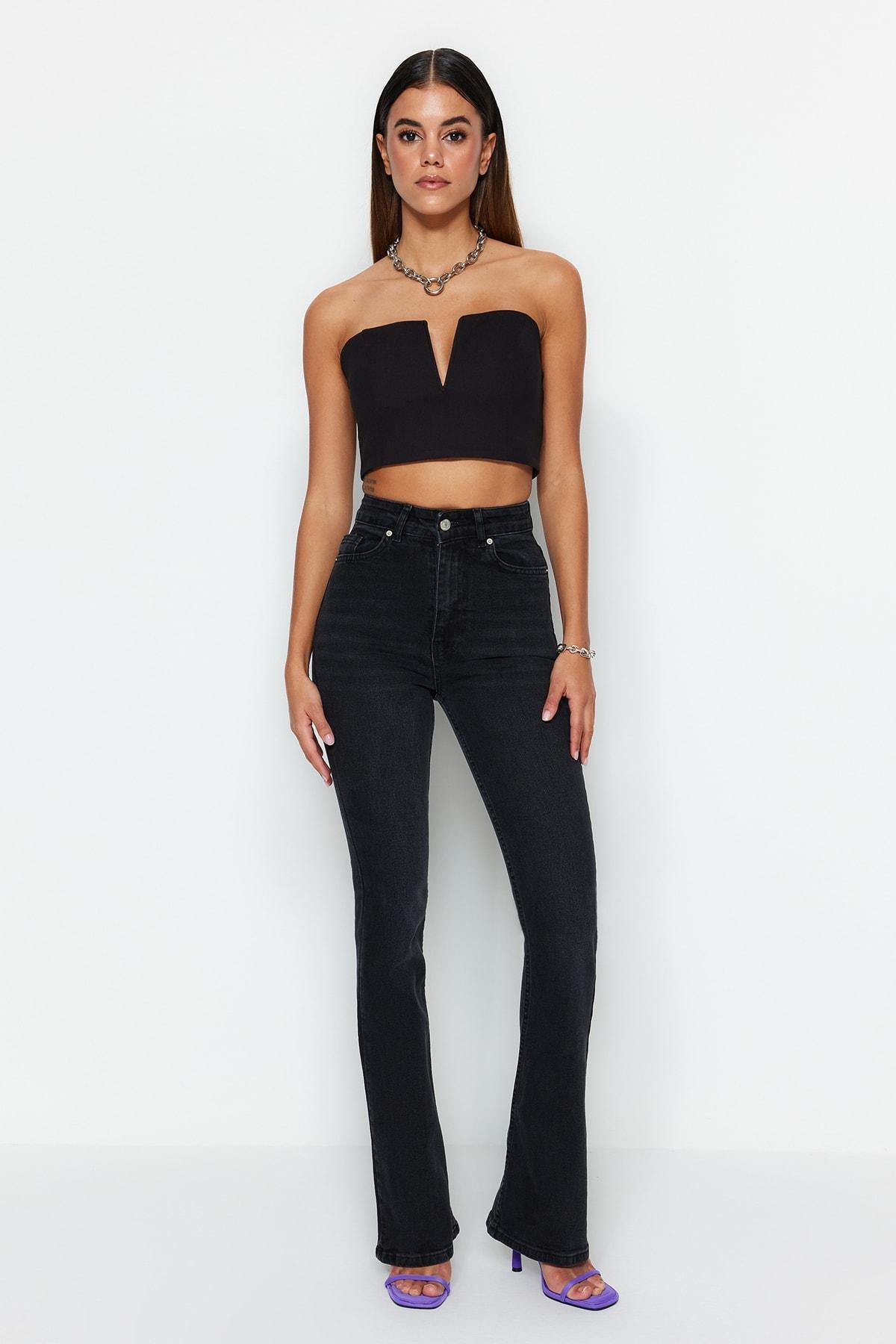 Black Wide Leg Jeans, , large image number 0