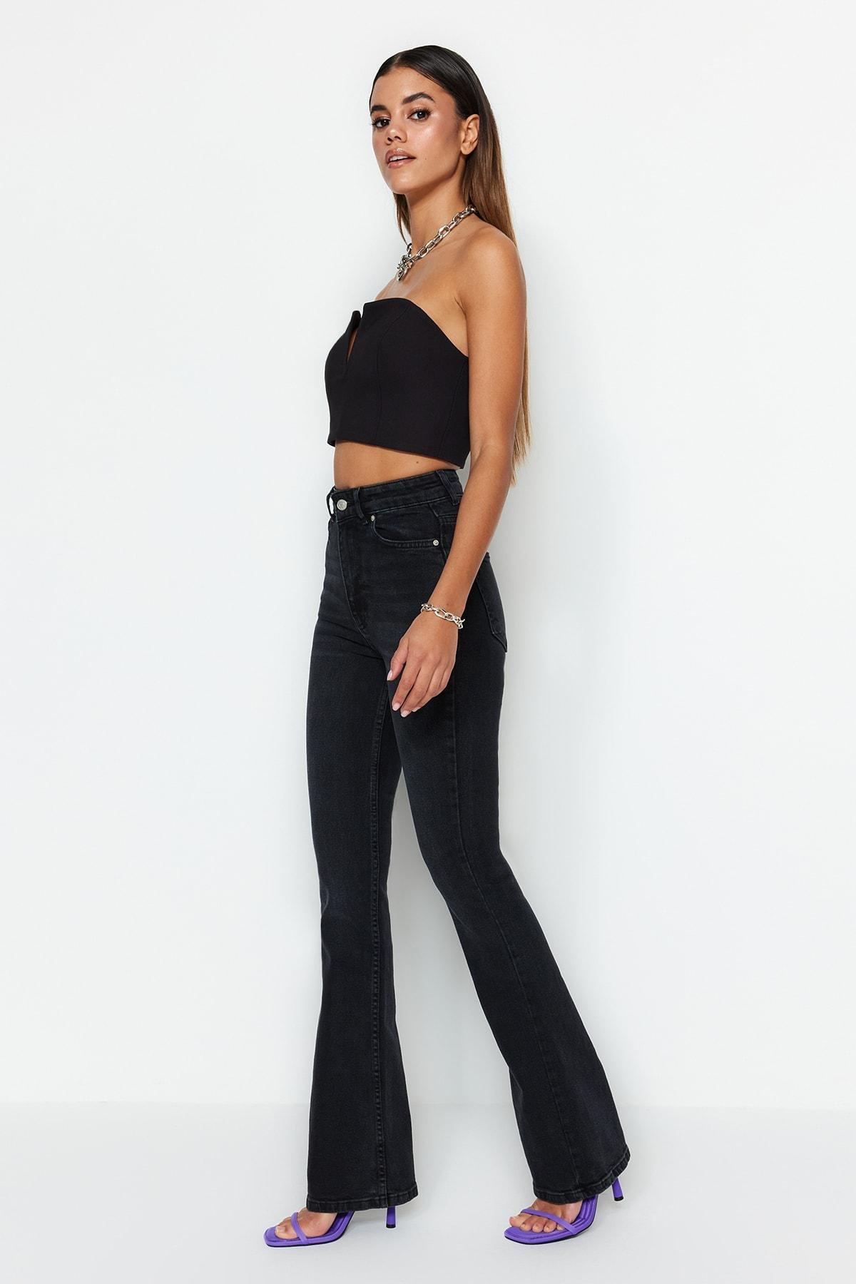 Black Wide Leg Jeans, , large image number 2