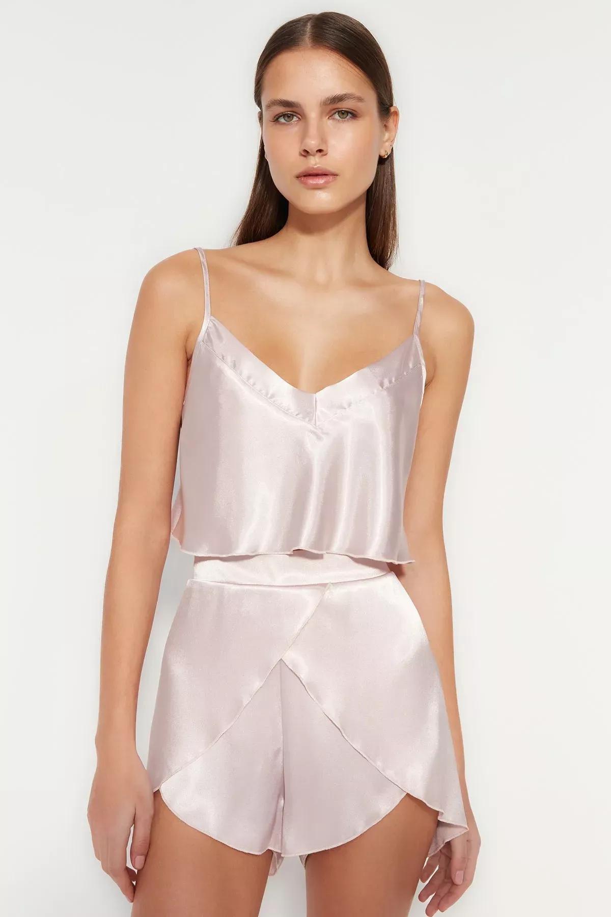 Pink V-Neck Pajama Set, Pink, large image number 0