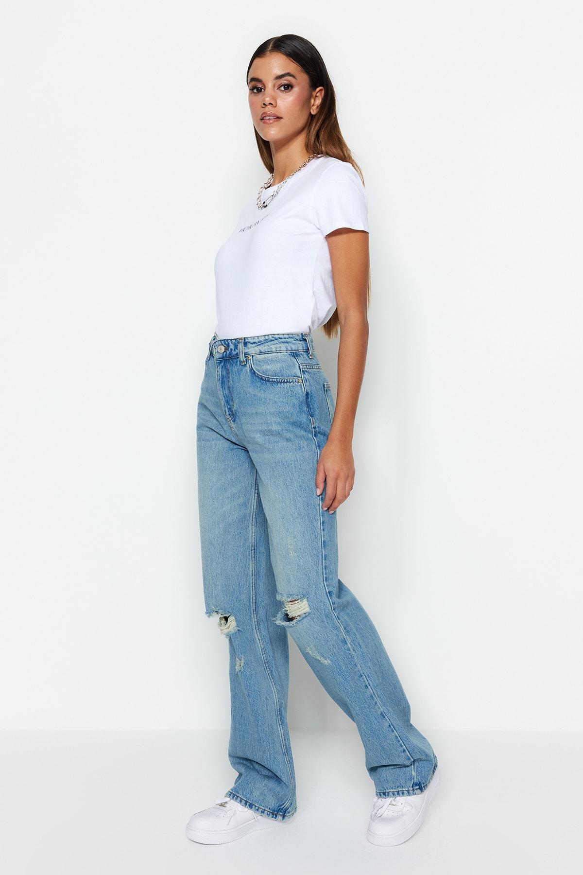 Blue Wide Leg Jeans, , large image number 2