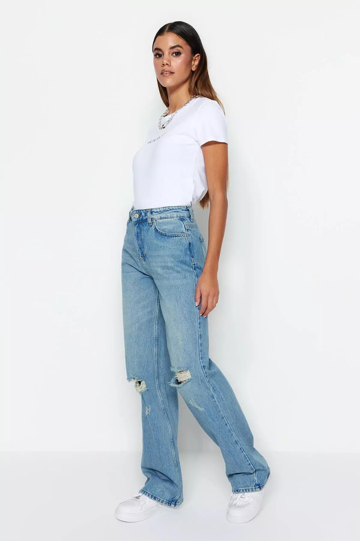 Blue Wide Leg Jeans, , large image number 2