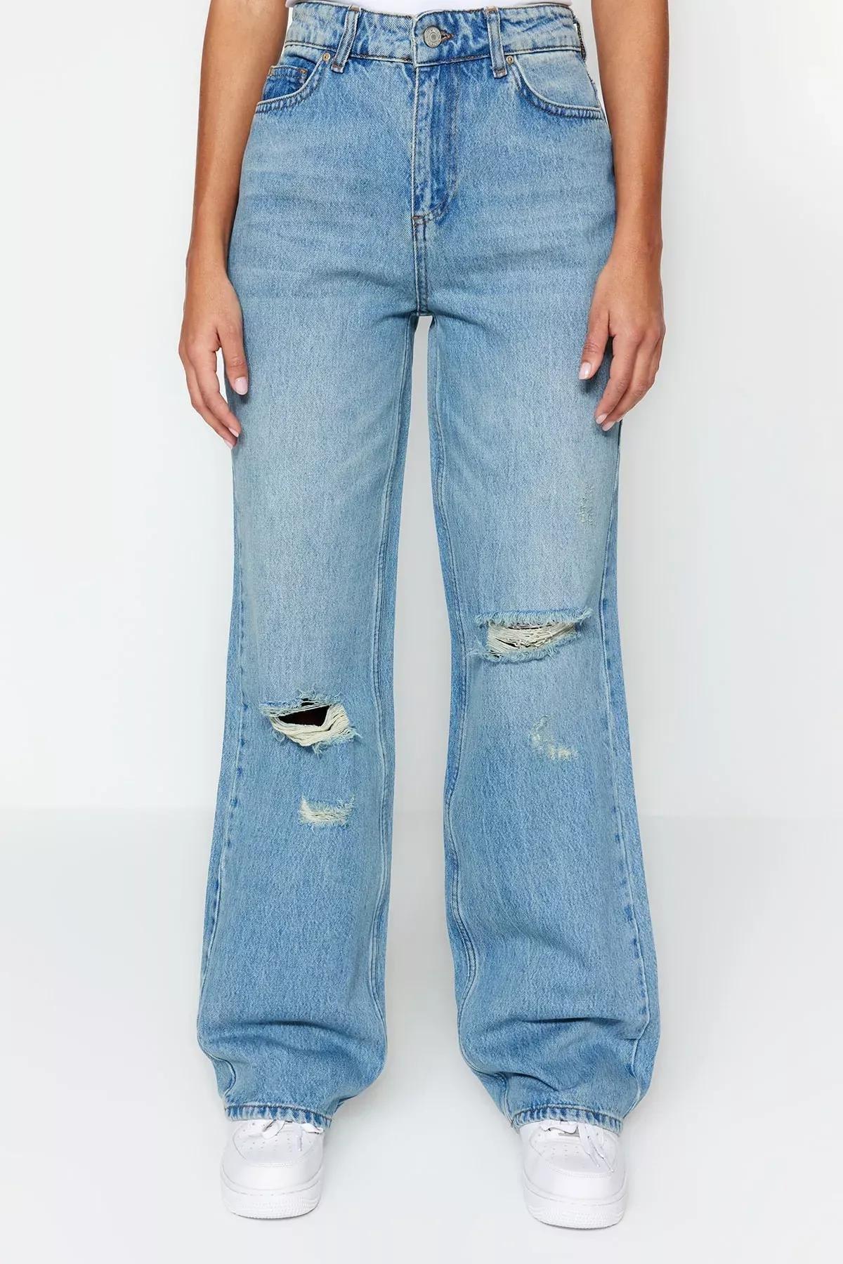 Blue Wide Leg Jeans, , large image number 4