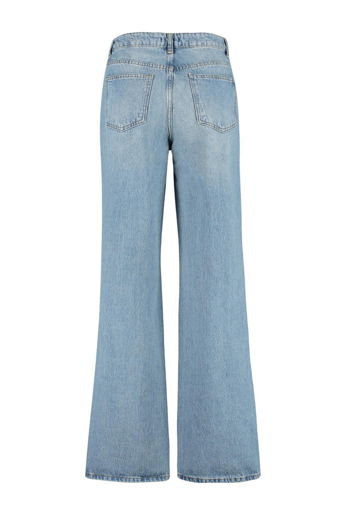 Blue Wide Leg Jeans, , large image number 5