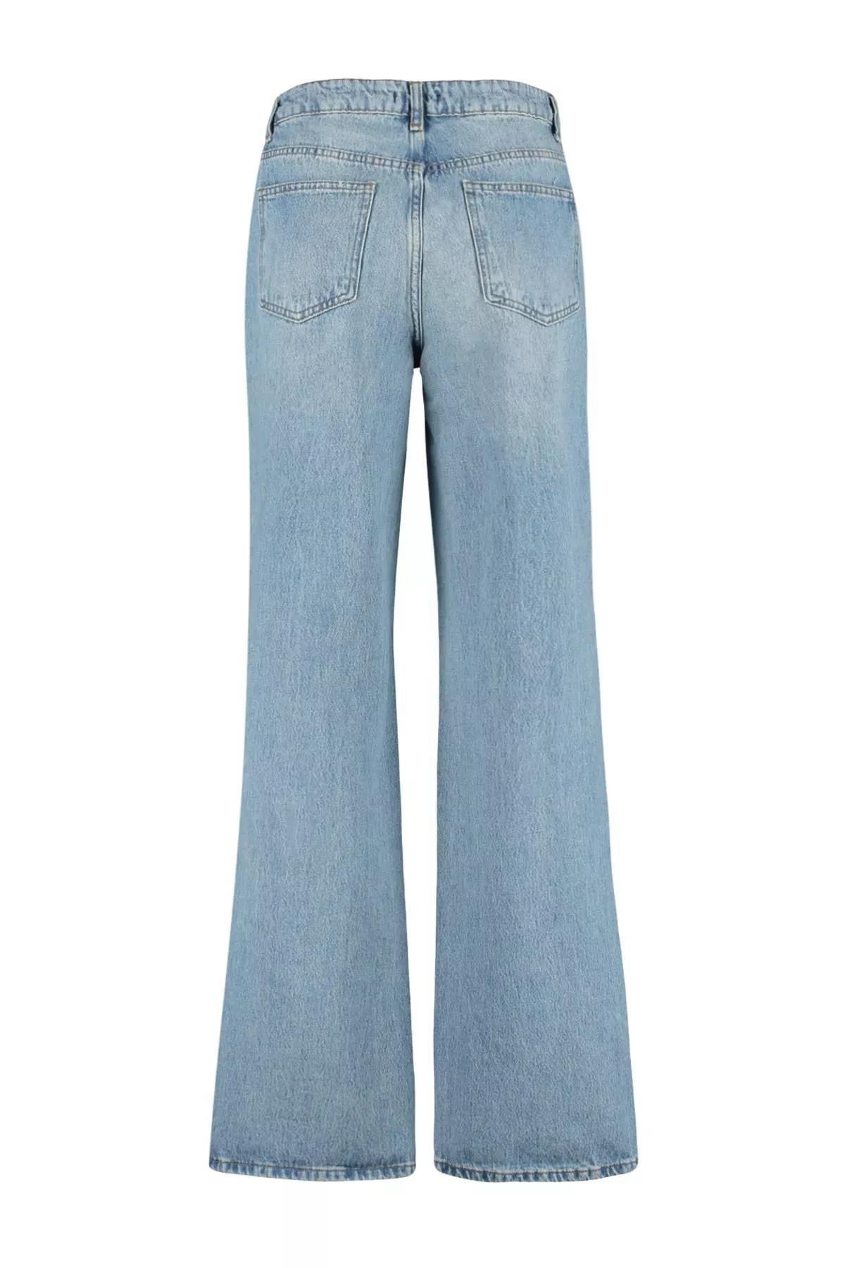 Blue Wide Leg Jeans, , large image number 5
