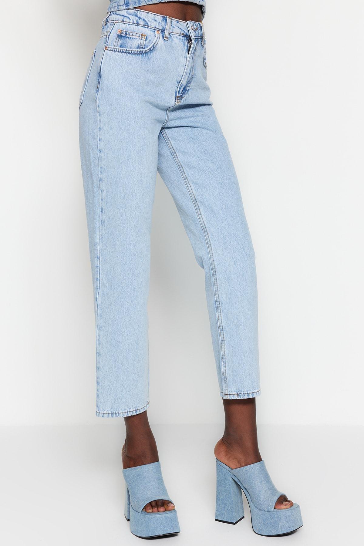 Blue Plain Straight Jeans, Blue, large image number 8