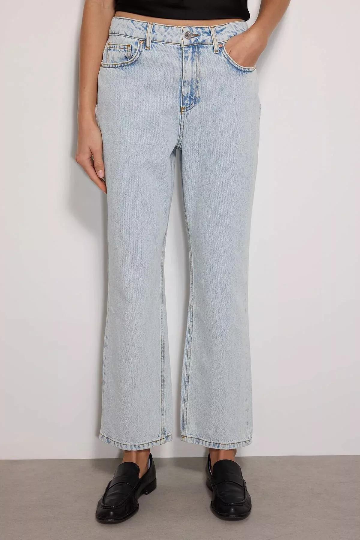 Blue Plain Straight Jeans, Blue, large image number 9