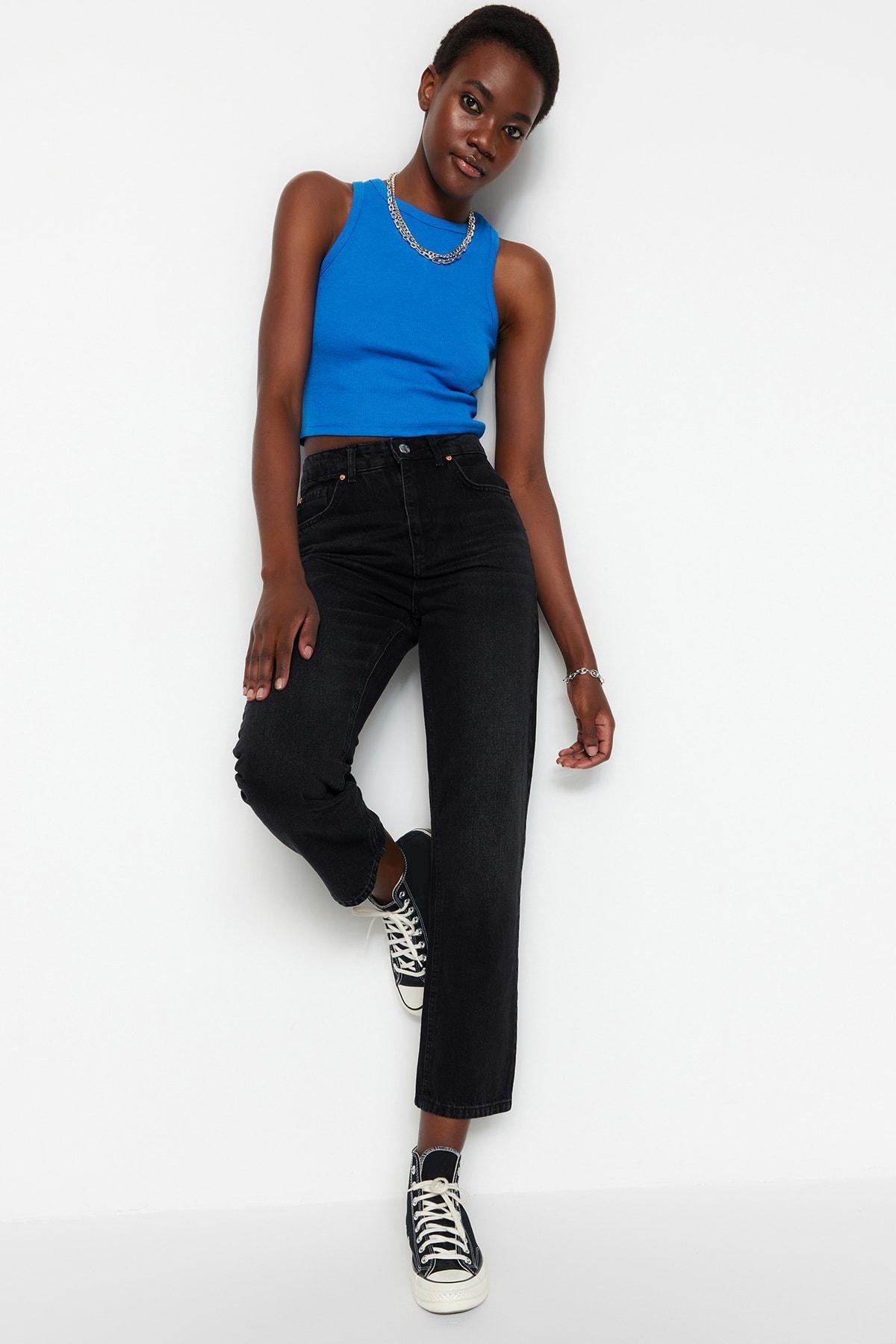 Black Straight Jeans, , medium
