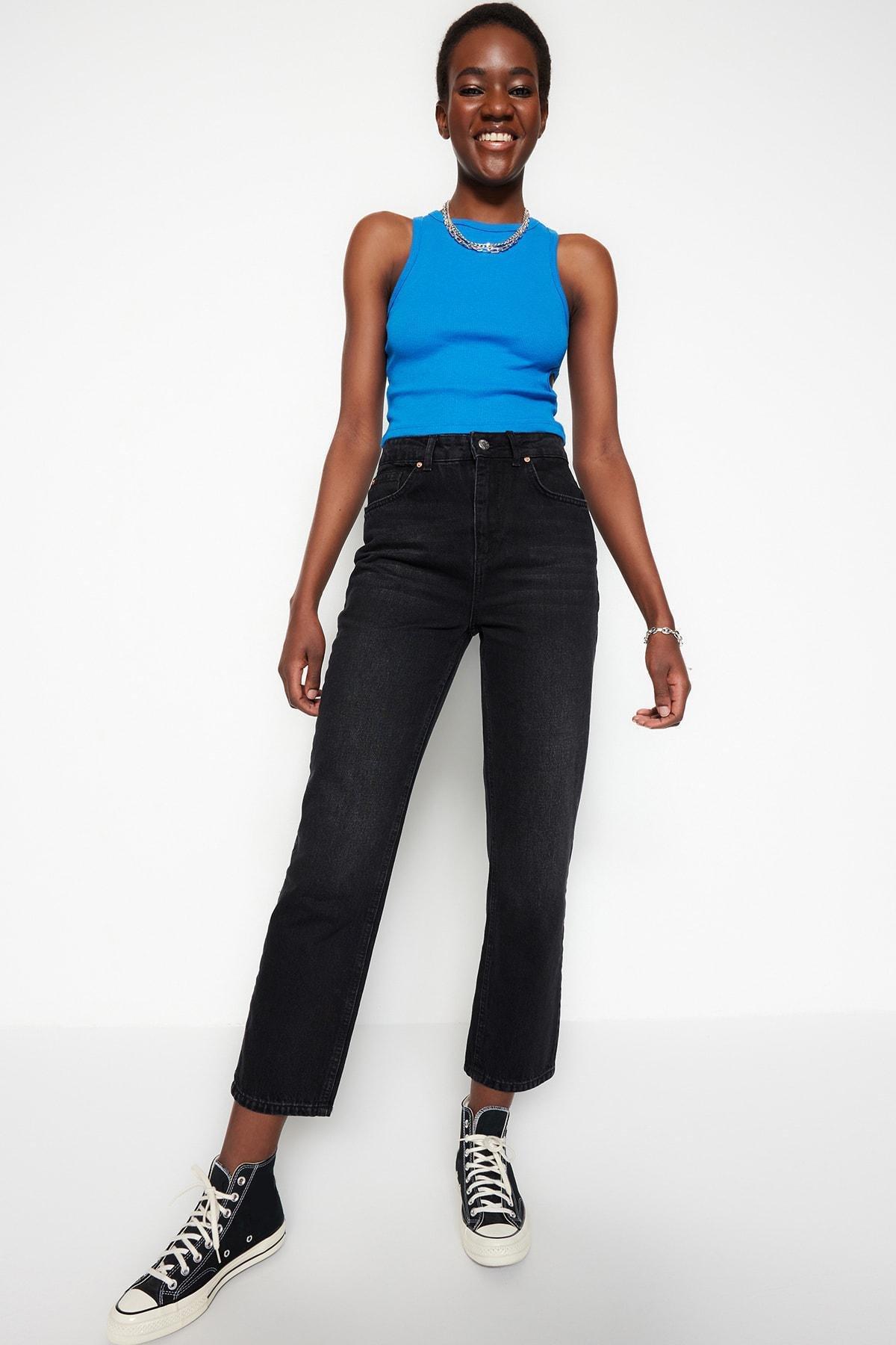 Black Straight Jeans, , large image number 2