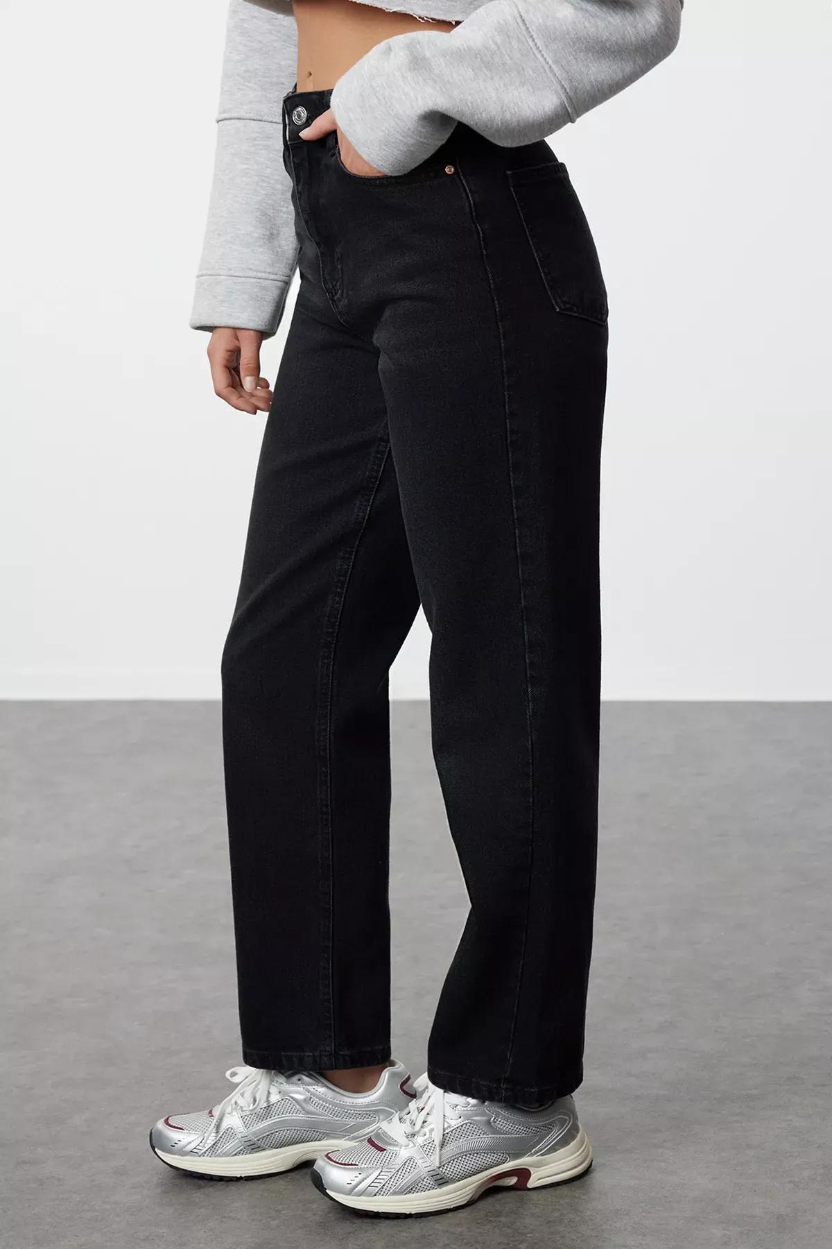 Black Straight Jeans, Black, large image number 3