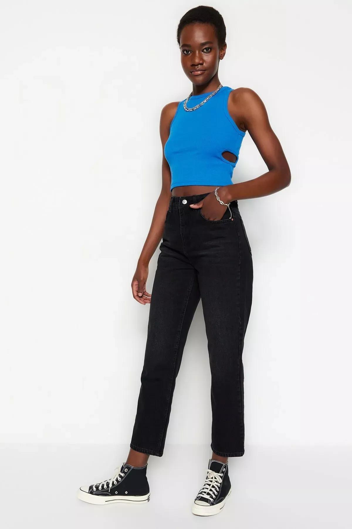 Black Straight Jeans, Black, large image number 5