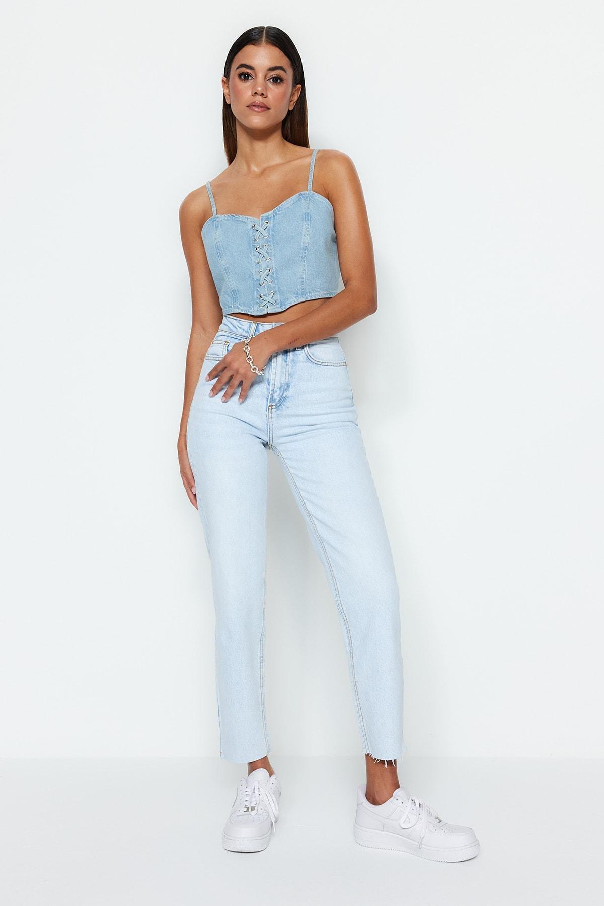 Blue Mom Jeans, Blue, large image number 7