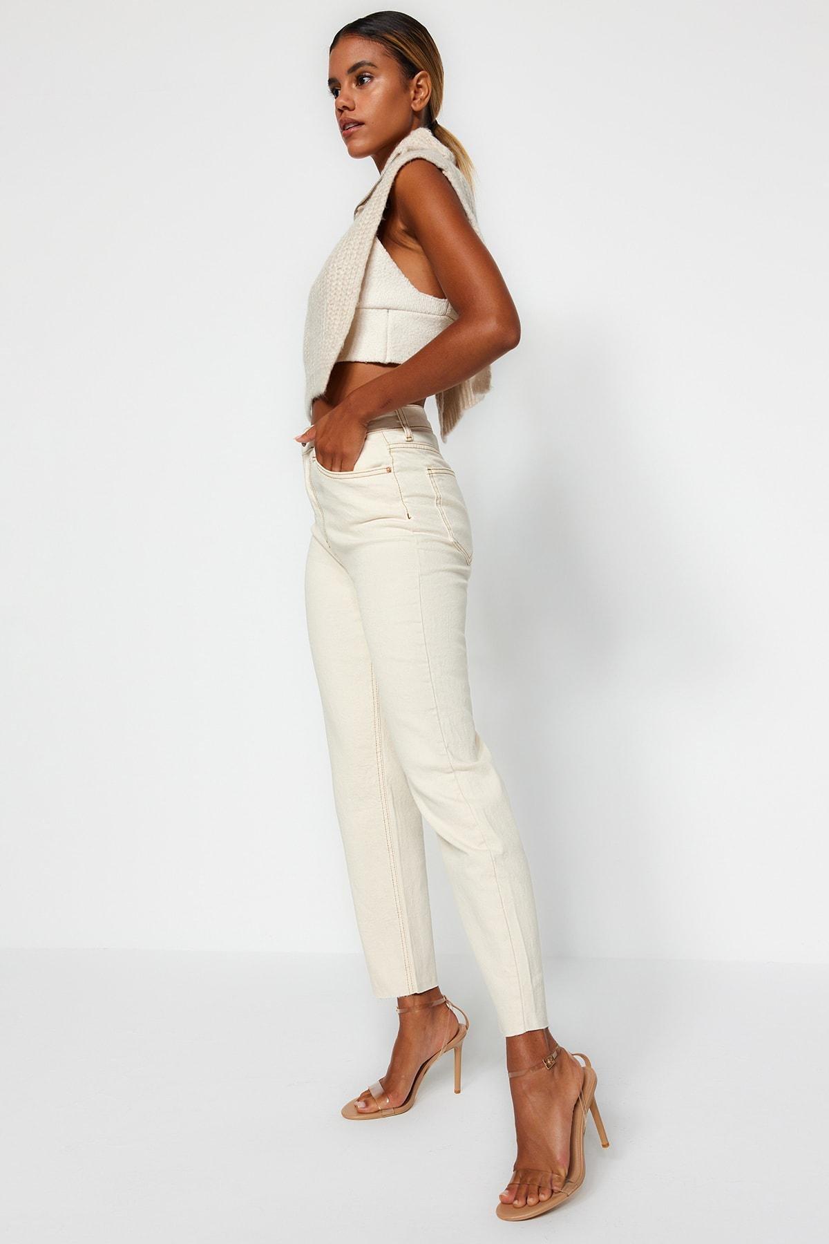 Ecru Mom Jeans, , large image number 1