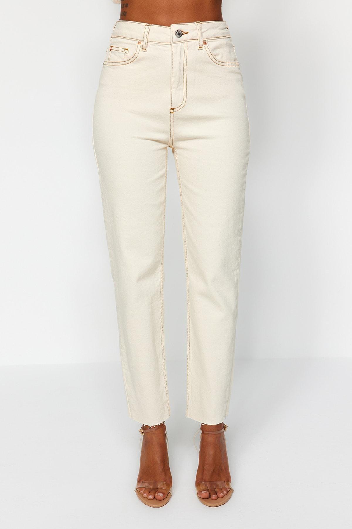 Ecru Mom Jeans, , large image number 3