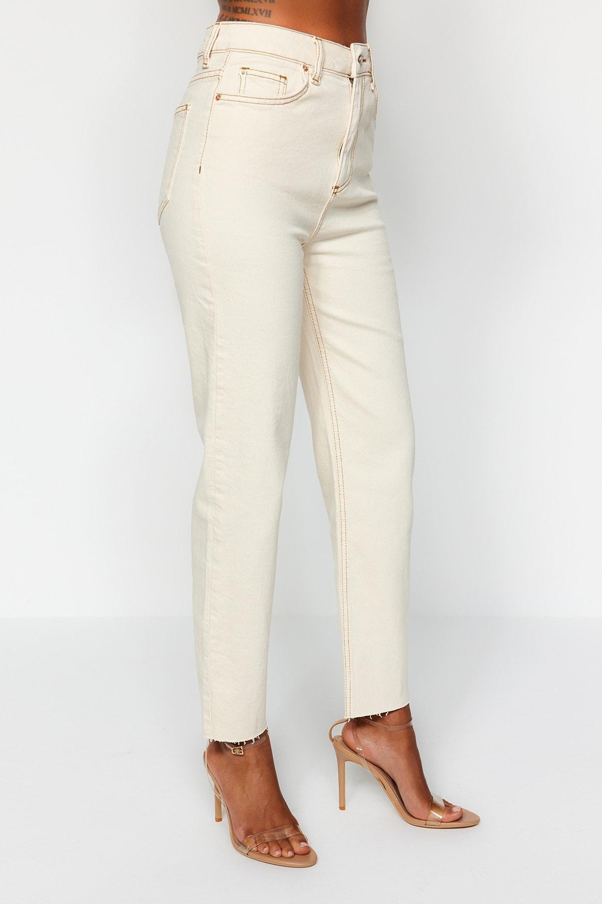 Ecru Mom Jeans, , large image number 4