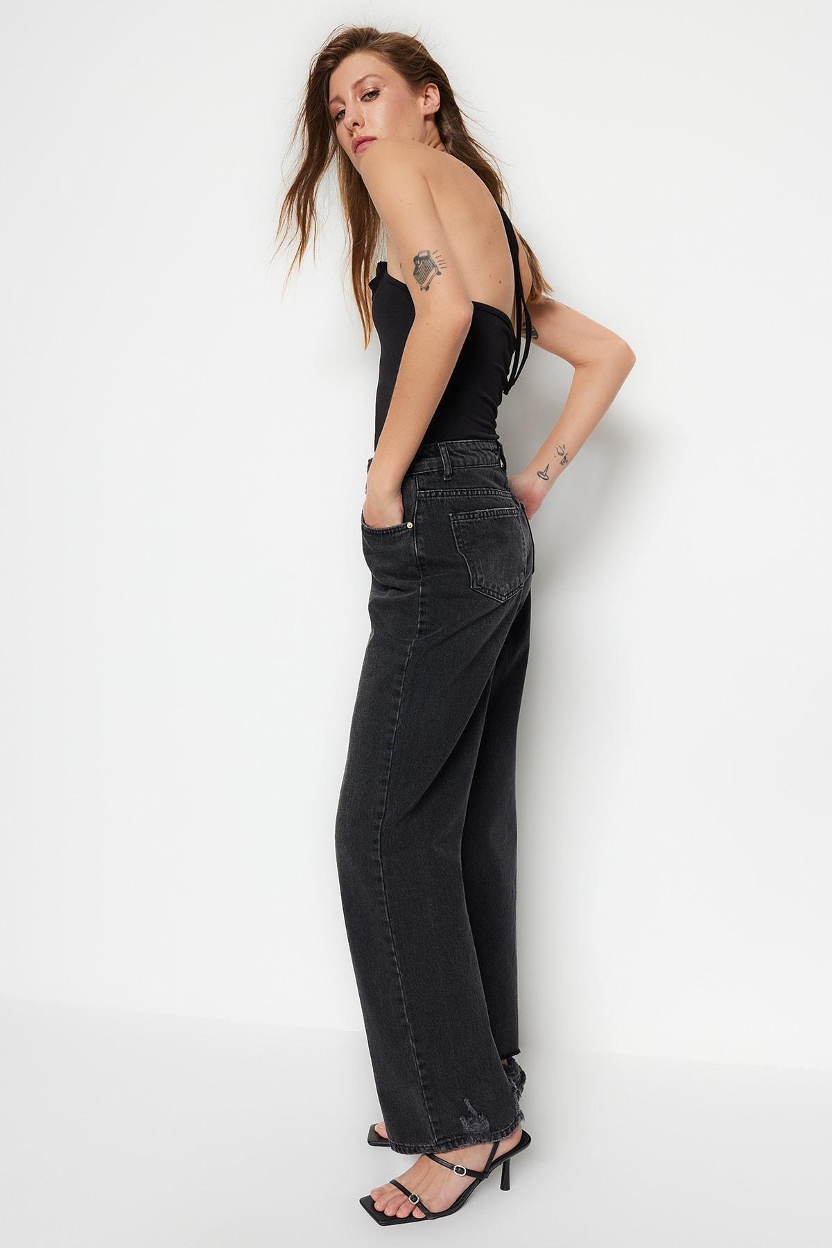 Black Wide Leg Jeans, , large image number 1