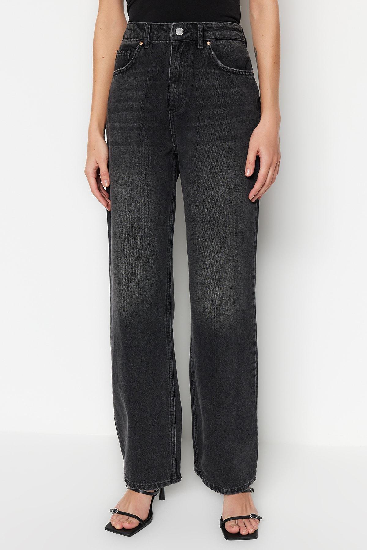 Black Wide Leg Jeans, , large image number 2
