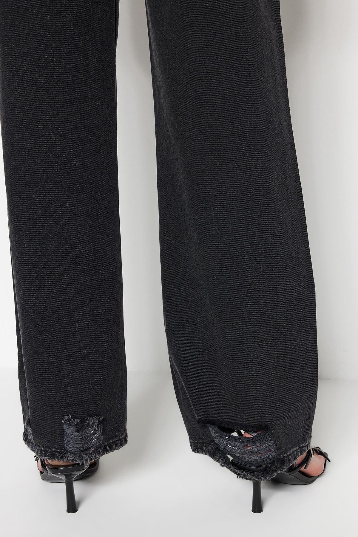 Black Wide Leg Jeans, , large image number 4