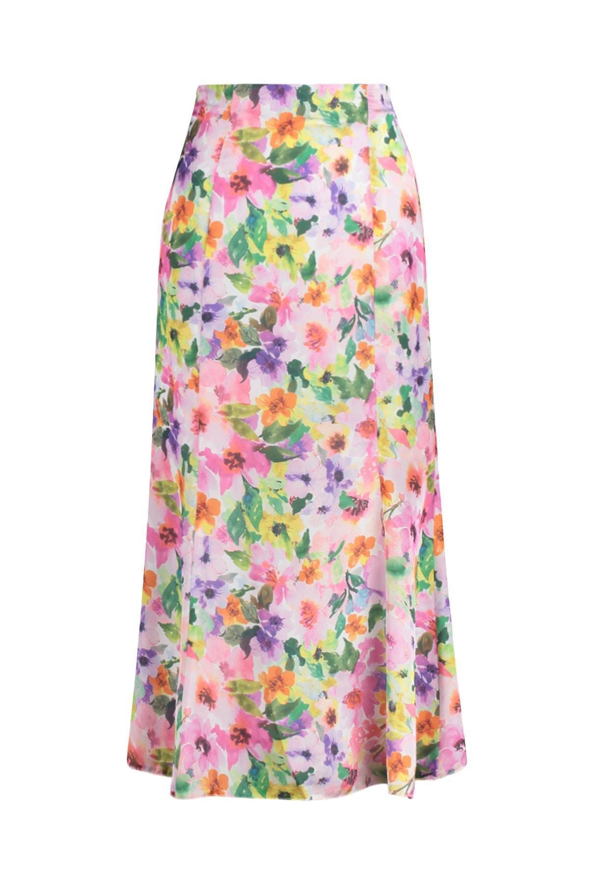 White Floral Midi Skirt, , large image number 5