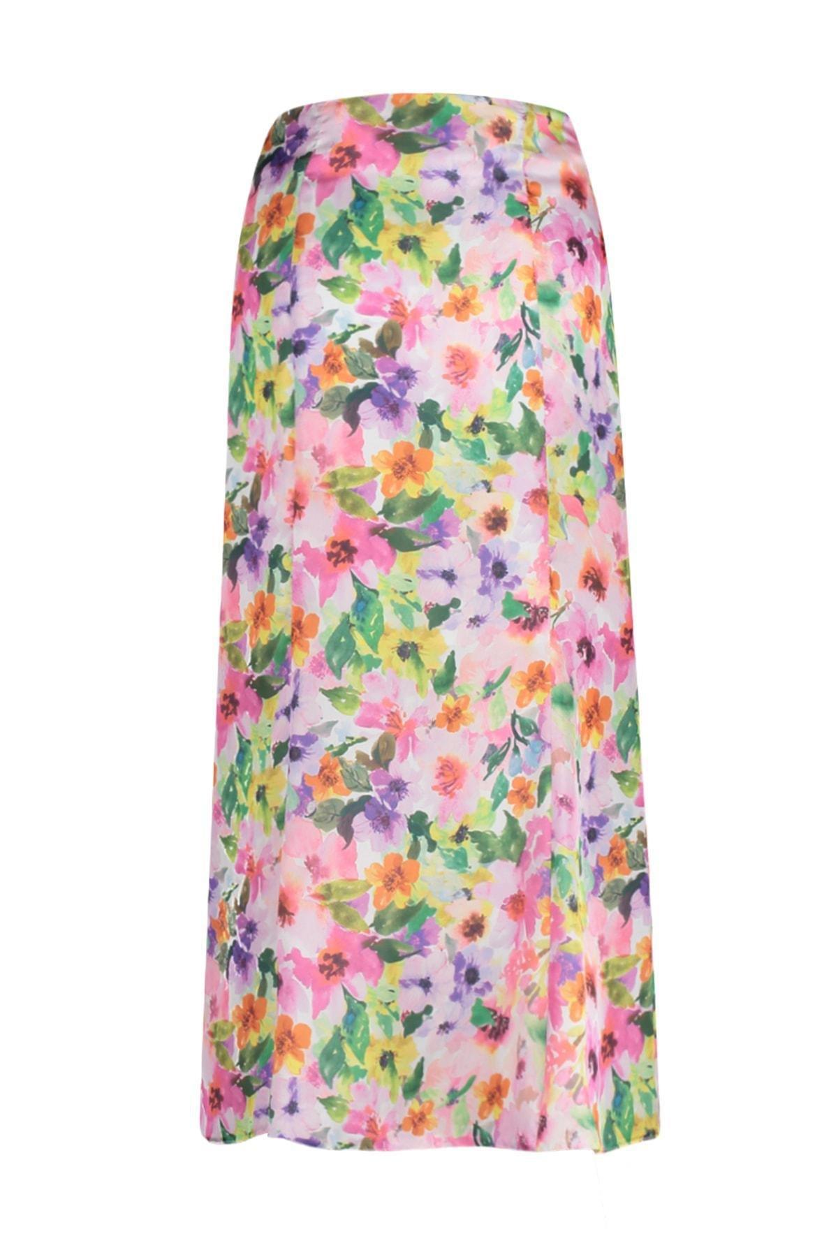 White Floral Midi Skirt, , large image number 6