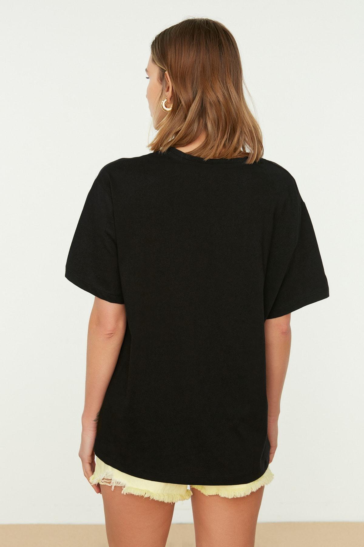 Black Boyfriend Cotton T-Shirt, , large image number 8