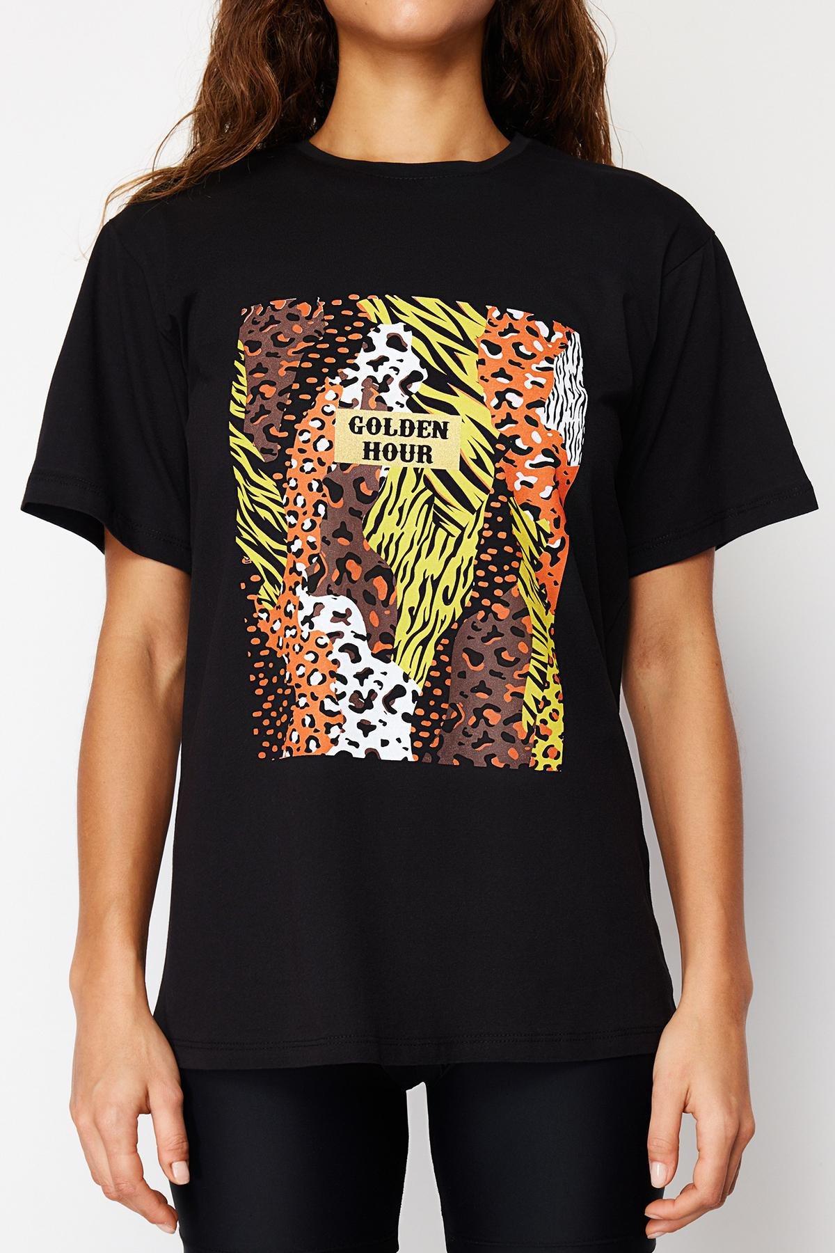 Black Boyfriend Cotton T-Shirt, , large image number 9