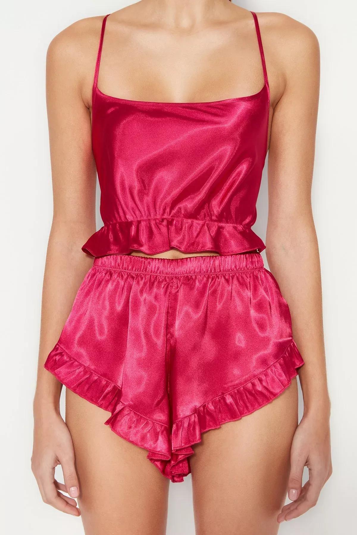 Red Plain Pajama Set, Red, large image number 3