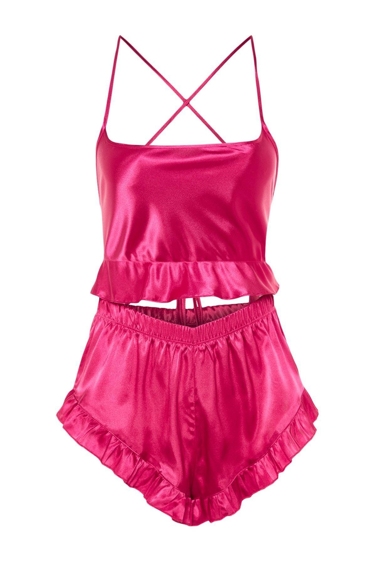 Red Plain Pajama Set, , large image number 7