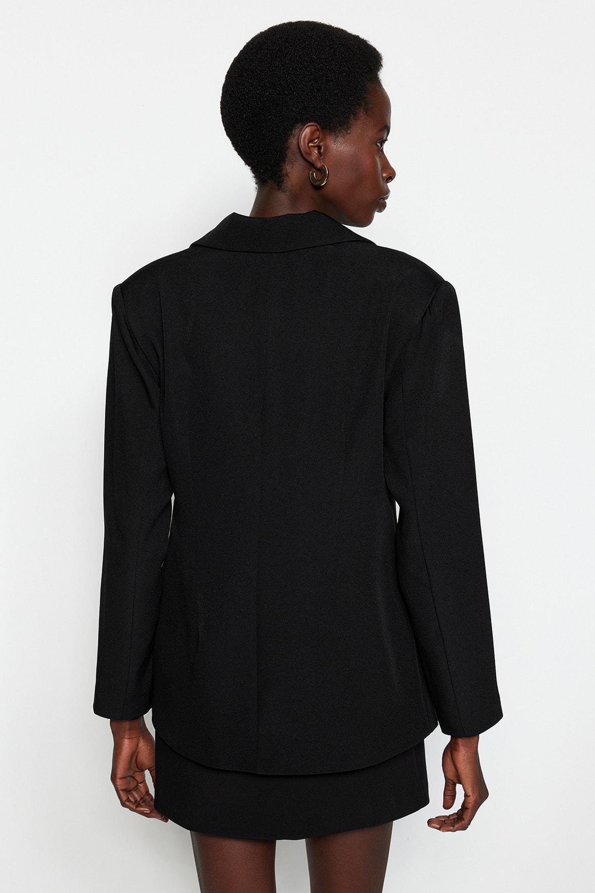 Black Lapel Collar Blazer, , large image number 4
