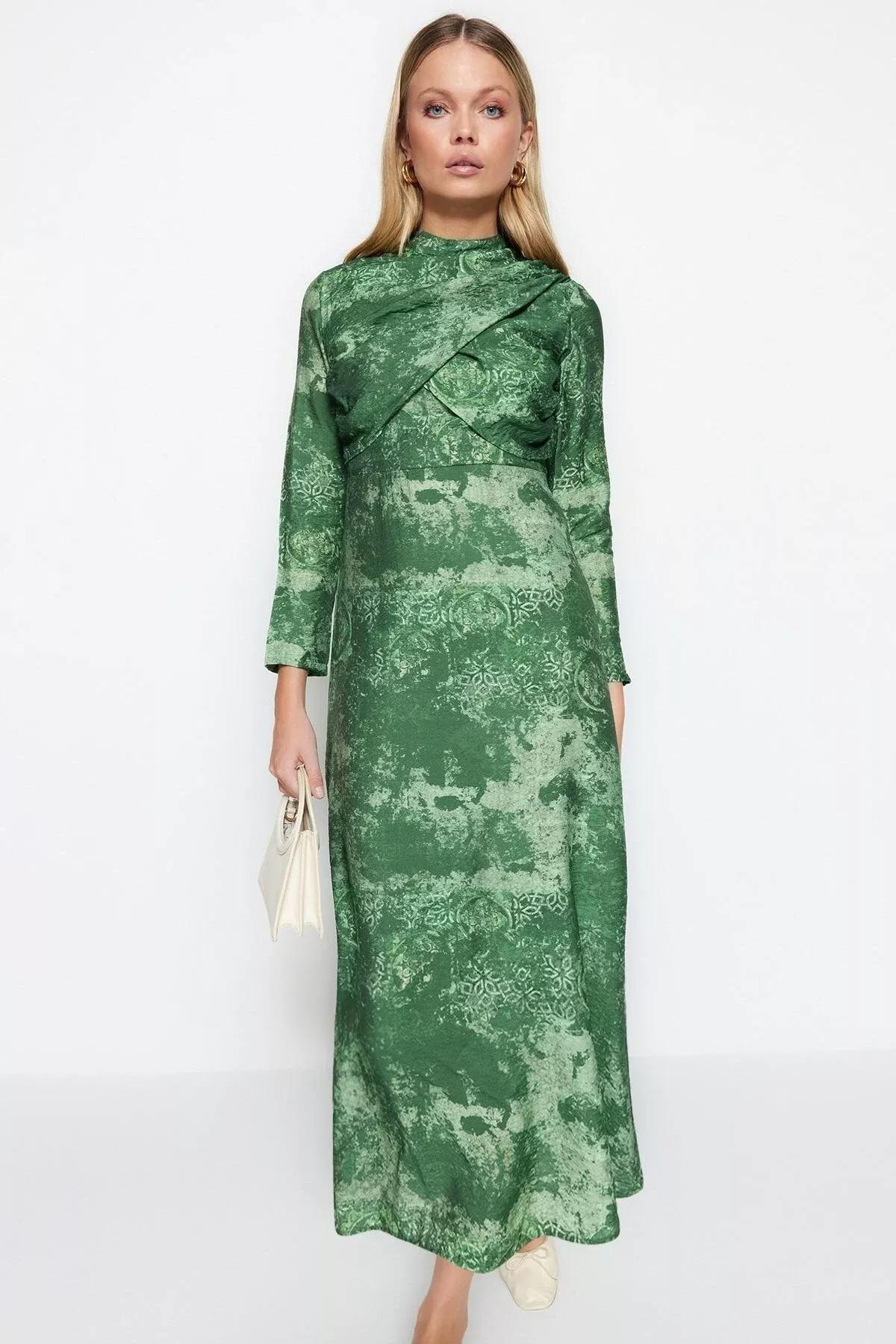 Green Patterned Dress, Green, large image number 2