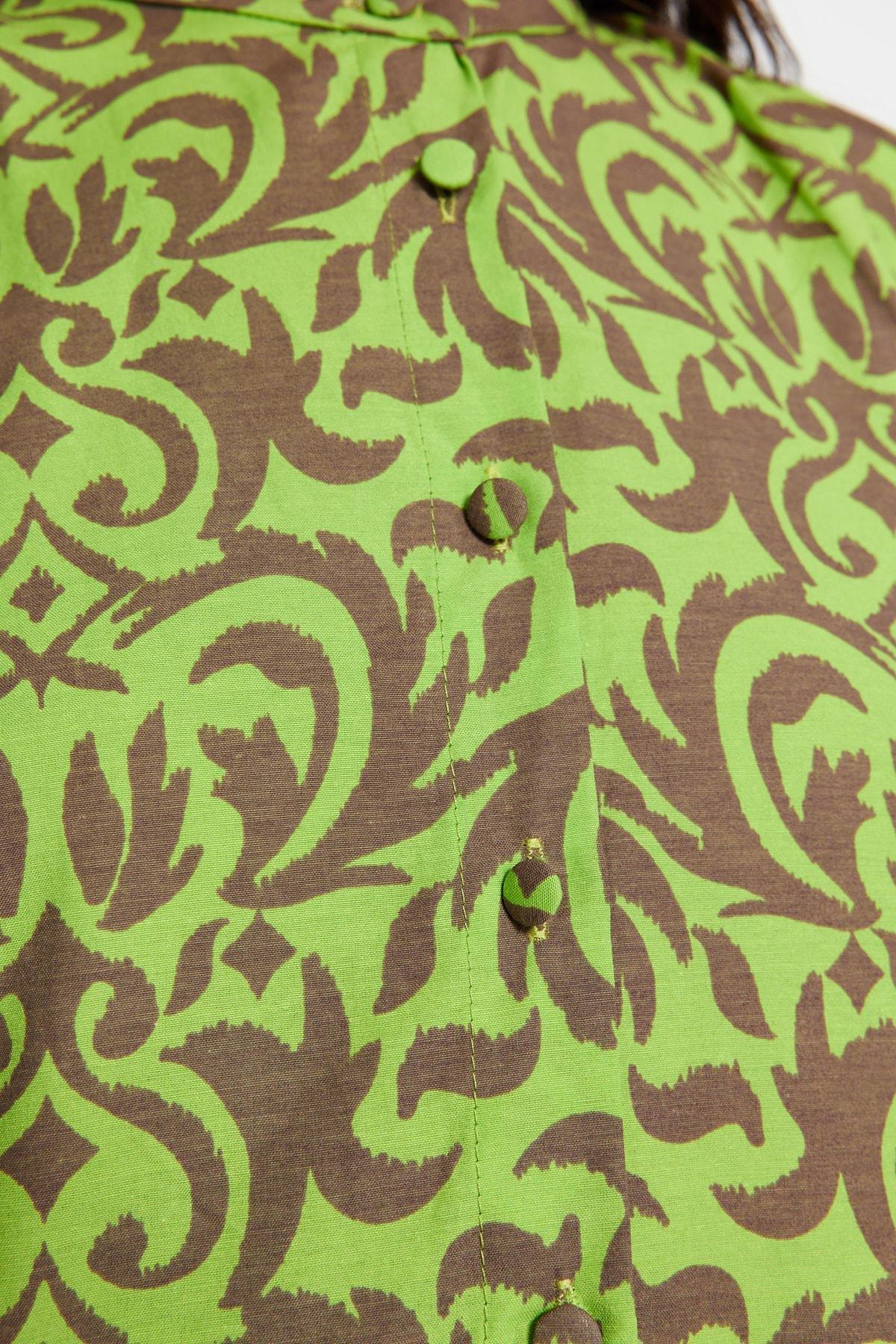 Green Patterned A-Line Dress, , large image number 8