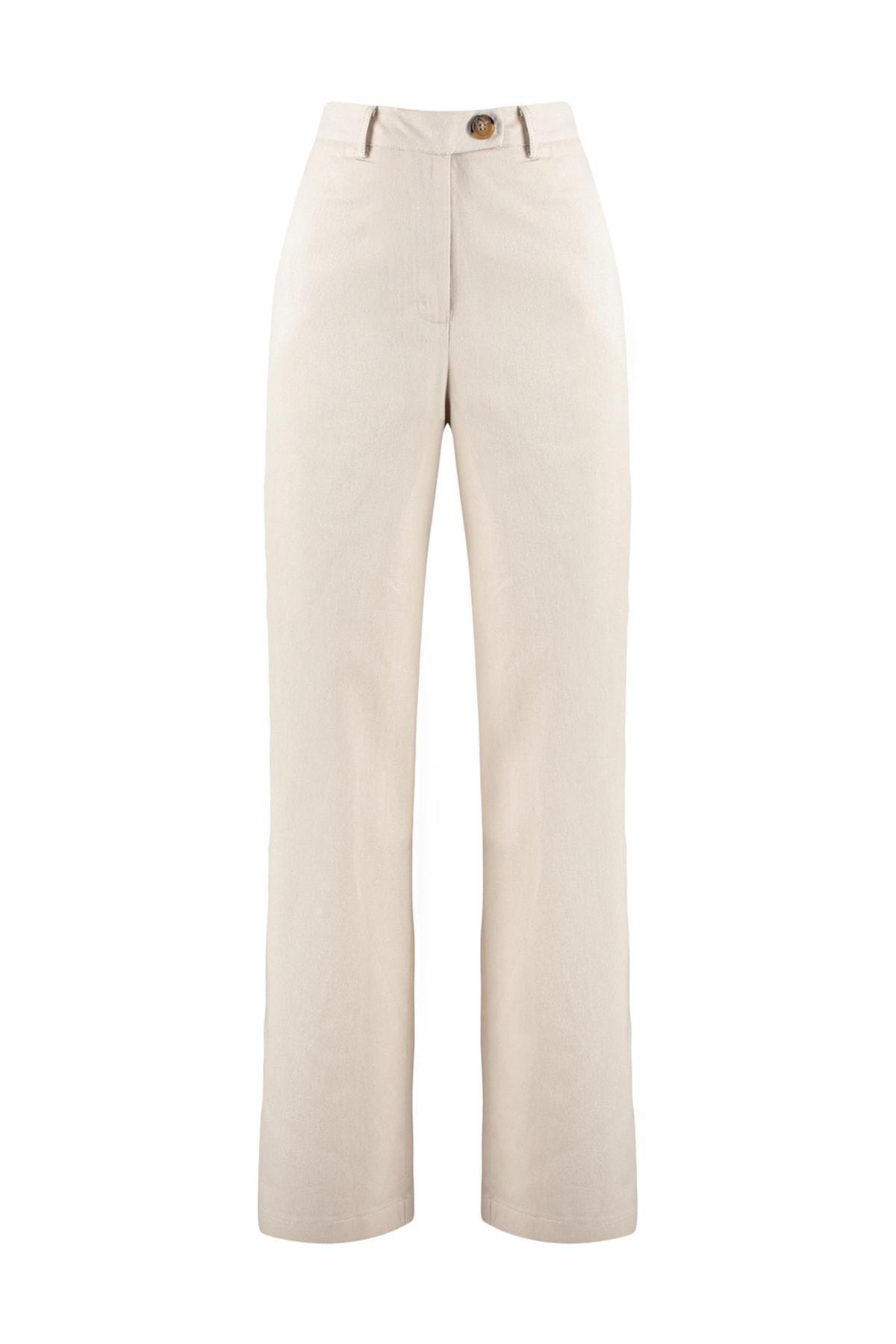 Beige Wide Leg Pants, , large image number 5