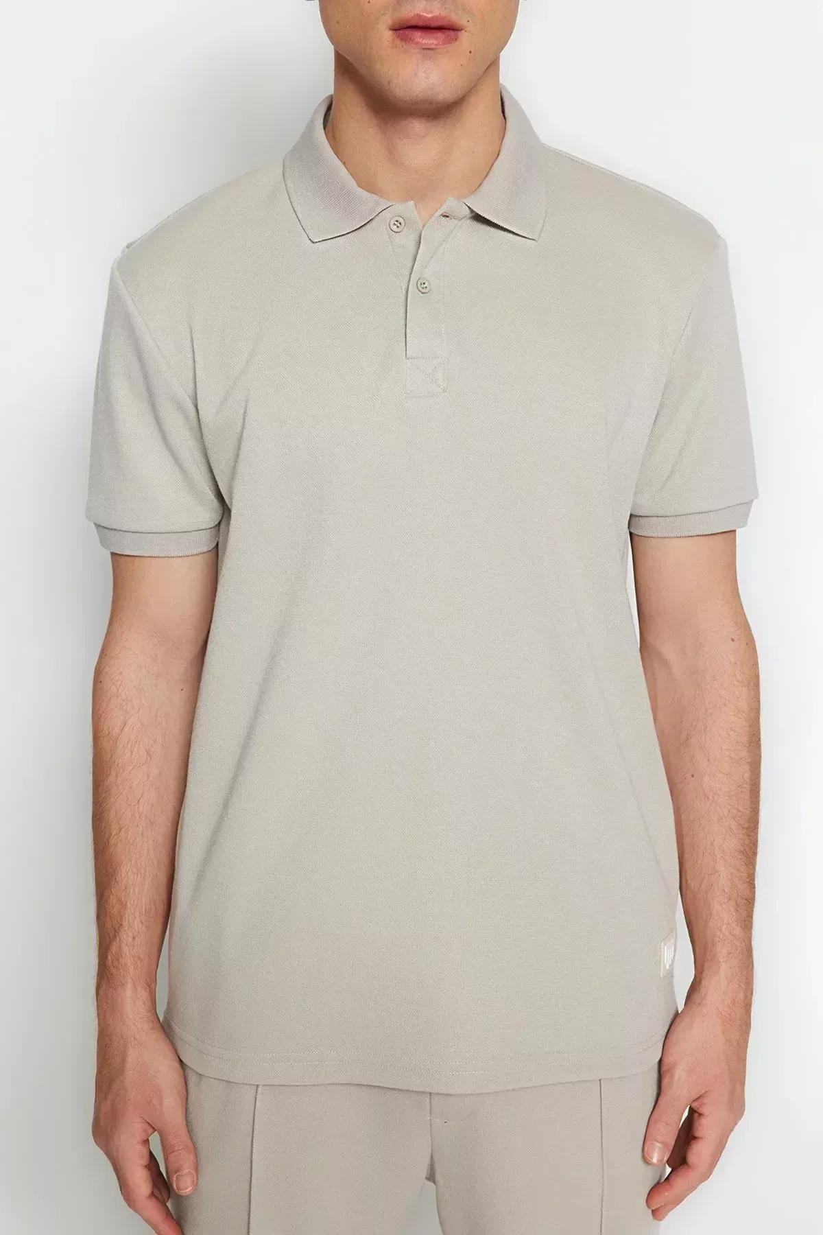 Gray Fitted Polo T-Shirt, , large image number 2