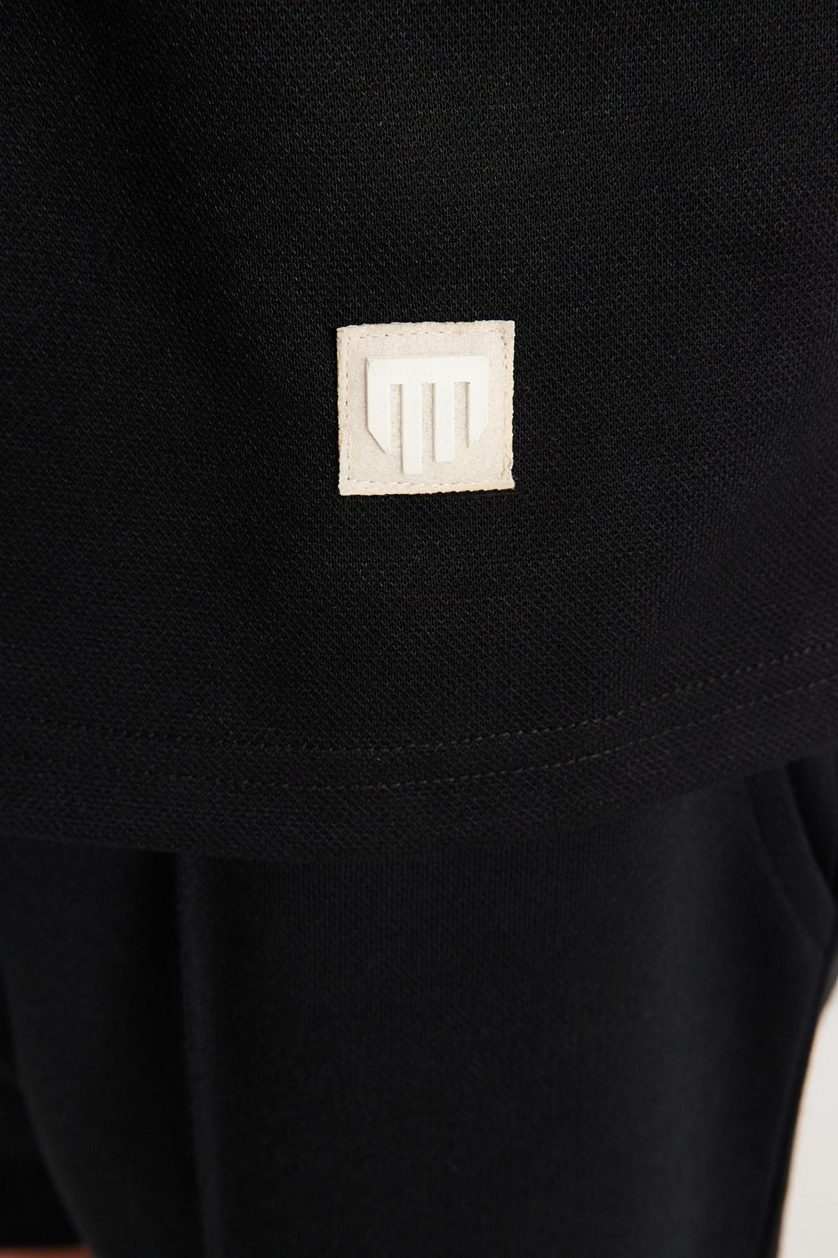 Black Fitted Polo T-Shirt, , large image number 5