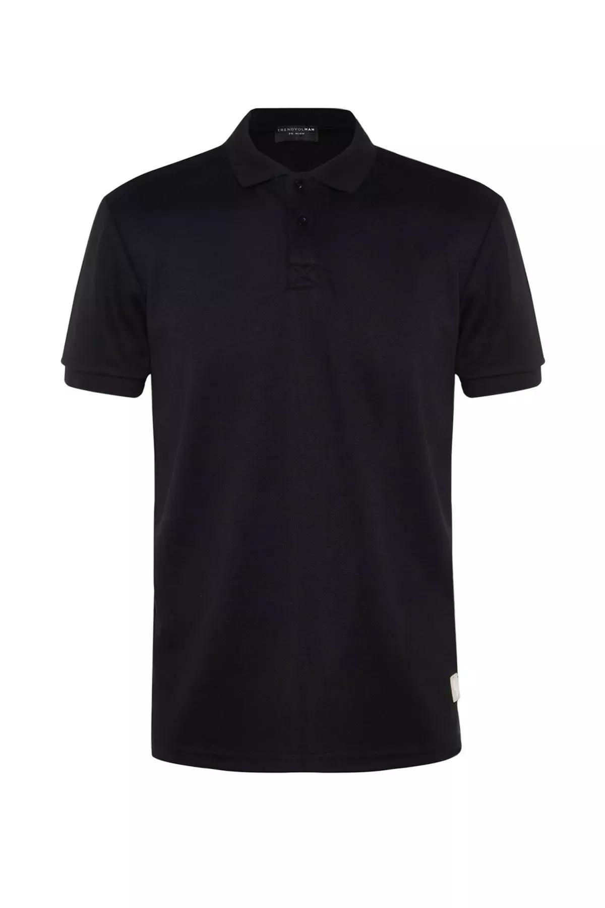 Black Fitted Polo T-Shirt, Black, large image number 5