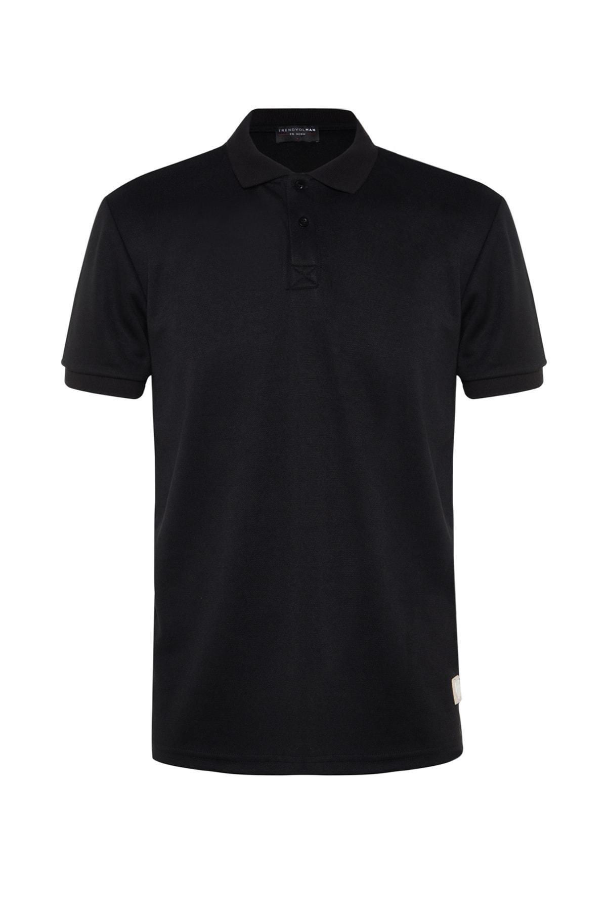Black Fitted Polo T-Shirt, , large image number 6