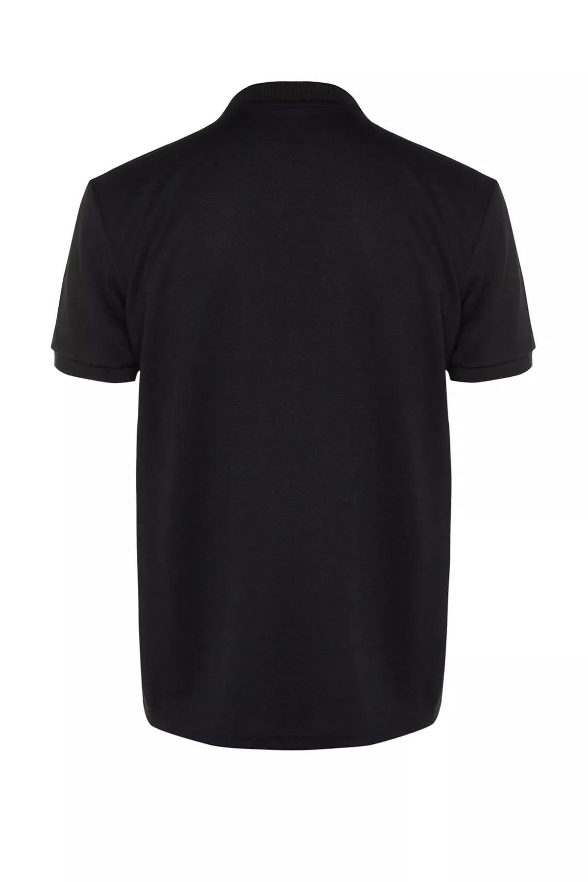 Black Fitted Polo T-Shirt, Black, large image number 6