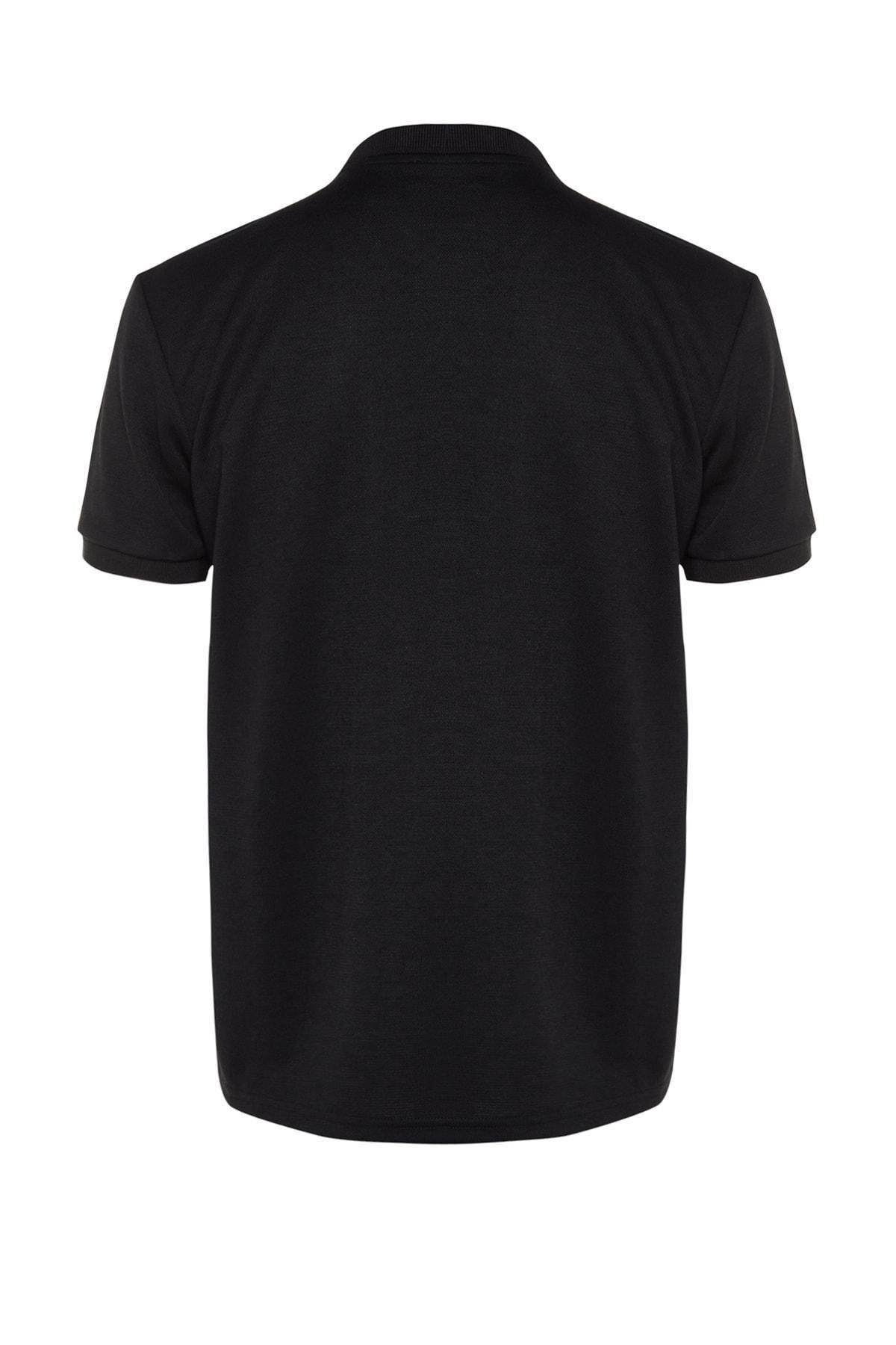Black Fitted Polo T-Shirt, , large image number 7