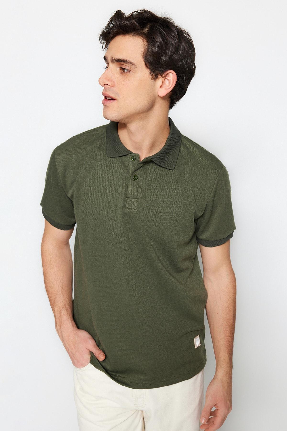 Khaki Fitted Polo T-Shirt, , large image number 0