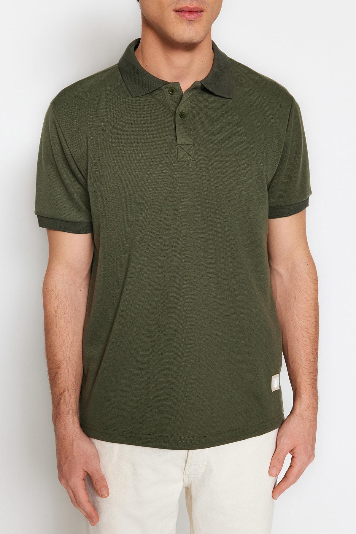 Khaki Fitted Polo T-Shirt, , large image number 3