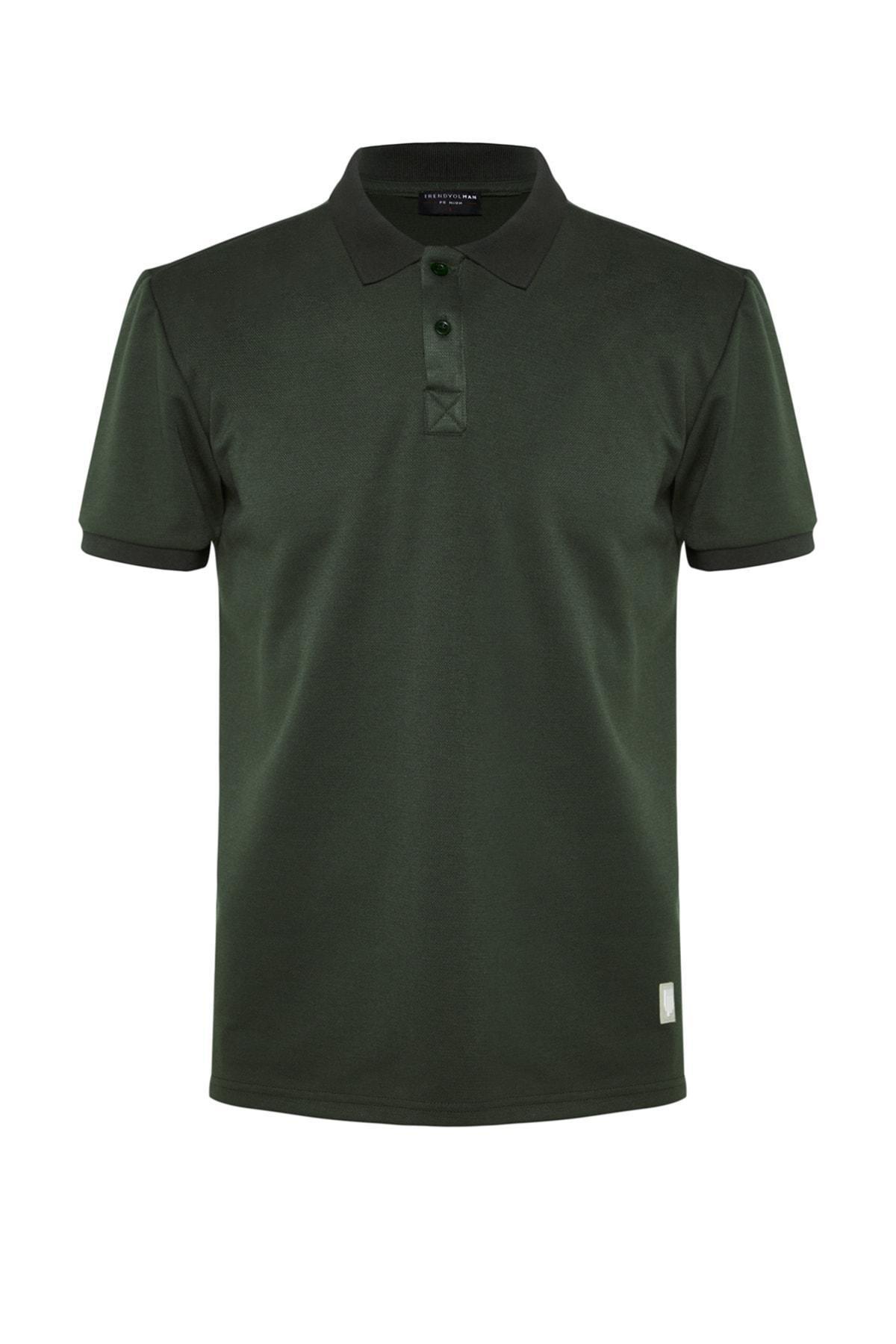 Khaki Fitted Polo T-Shirt, , large image number 4