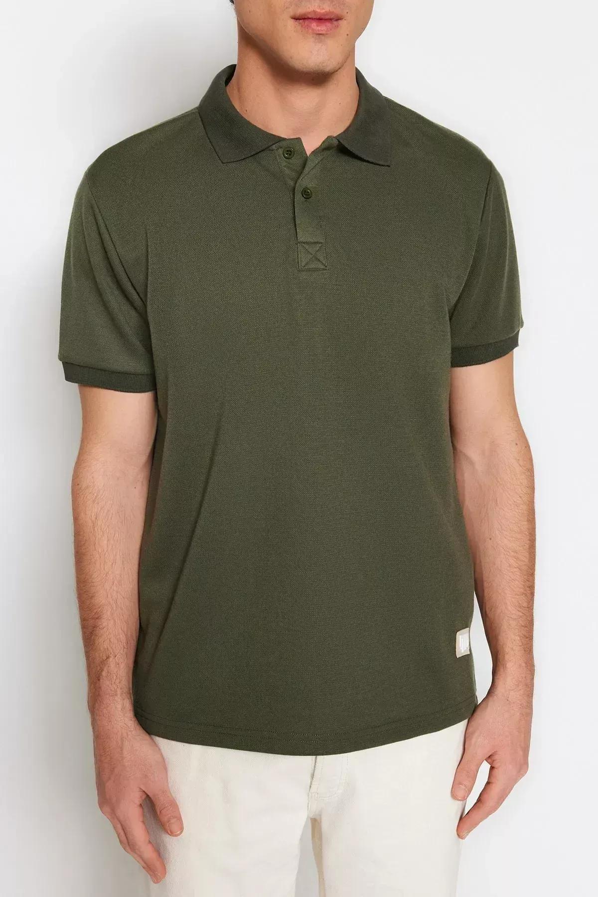 تيشيرت بولو بقصة ضيقة، كاكي, Khaki, large image number 4