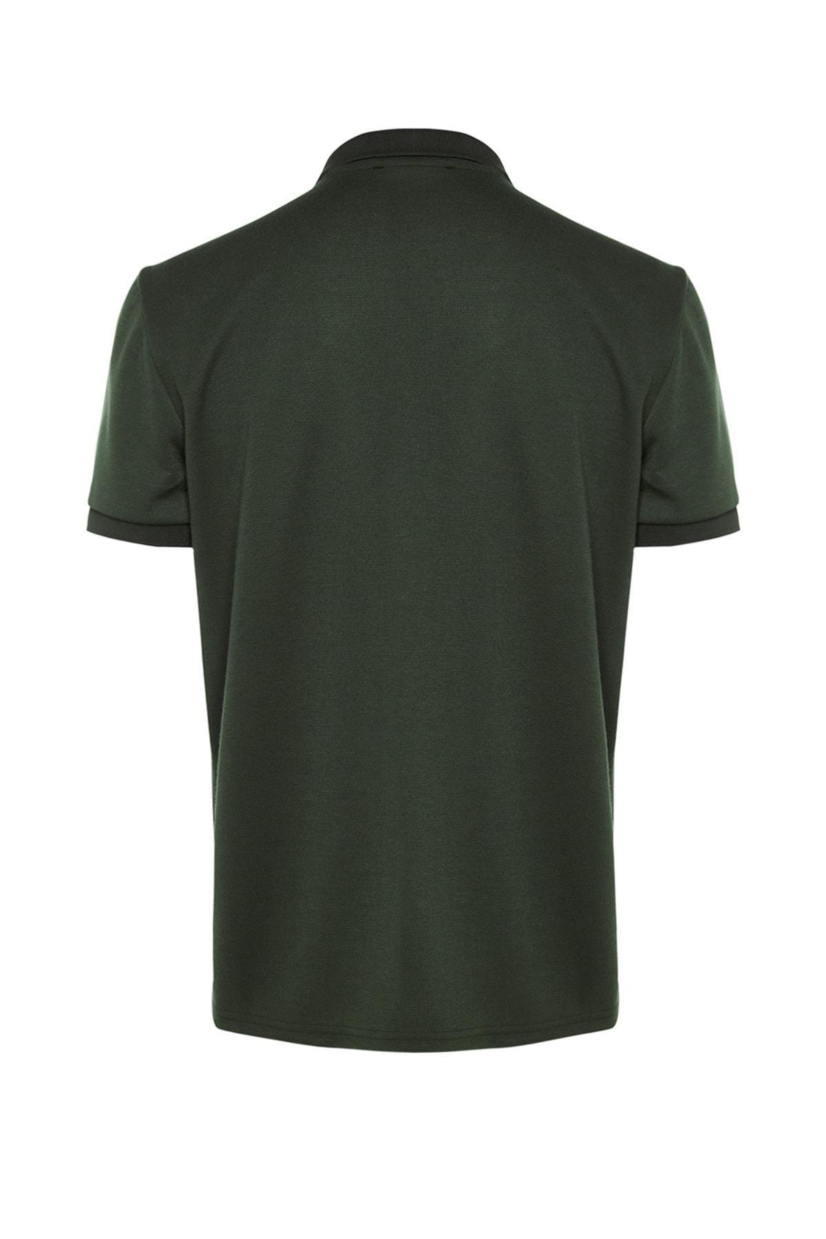 Khaki Fitted Polo T-Shirt, , large image number 5
